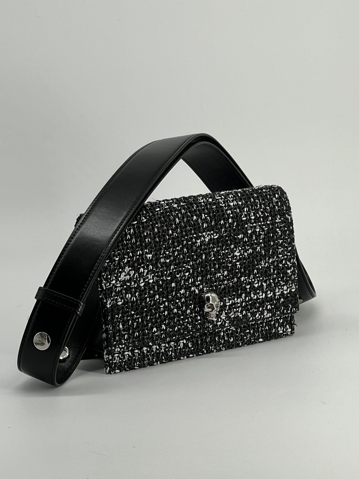 Alexander McQueen Small Skull Raffia Shoulder Bag