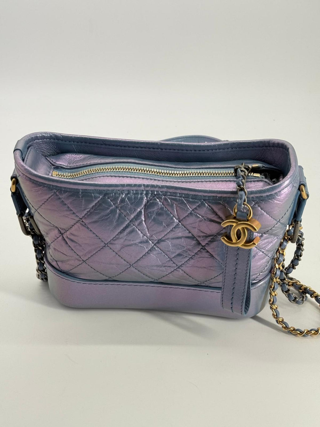 Chanel Gabrielle Small Hobo Iridescent Blue Metallic Shoulder Bag