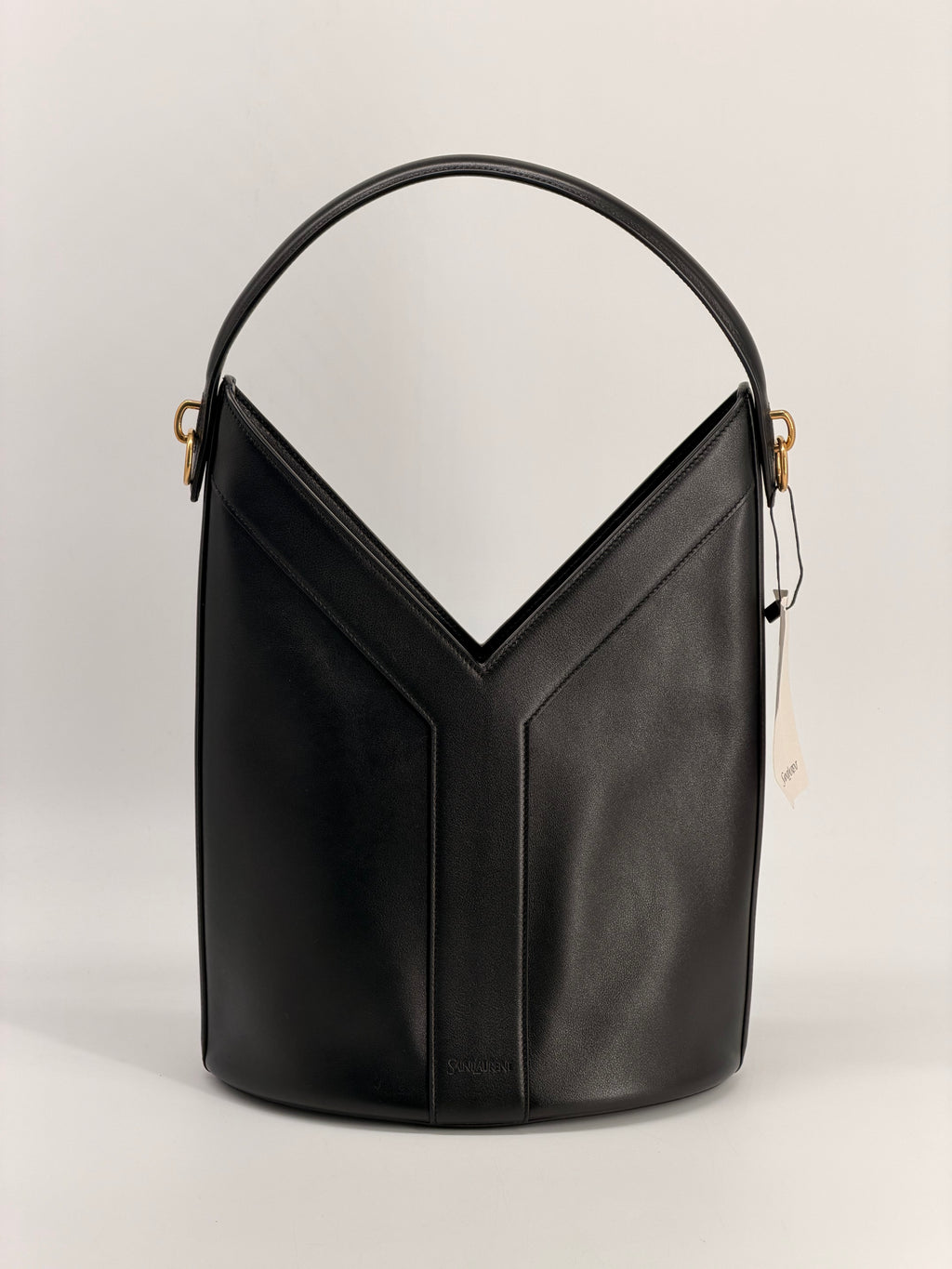 Saint Laurent Y-Stitch Black Leather Bucket Bag 2025