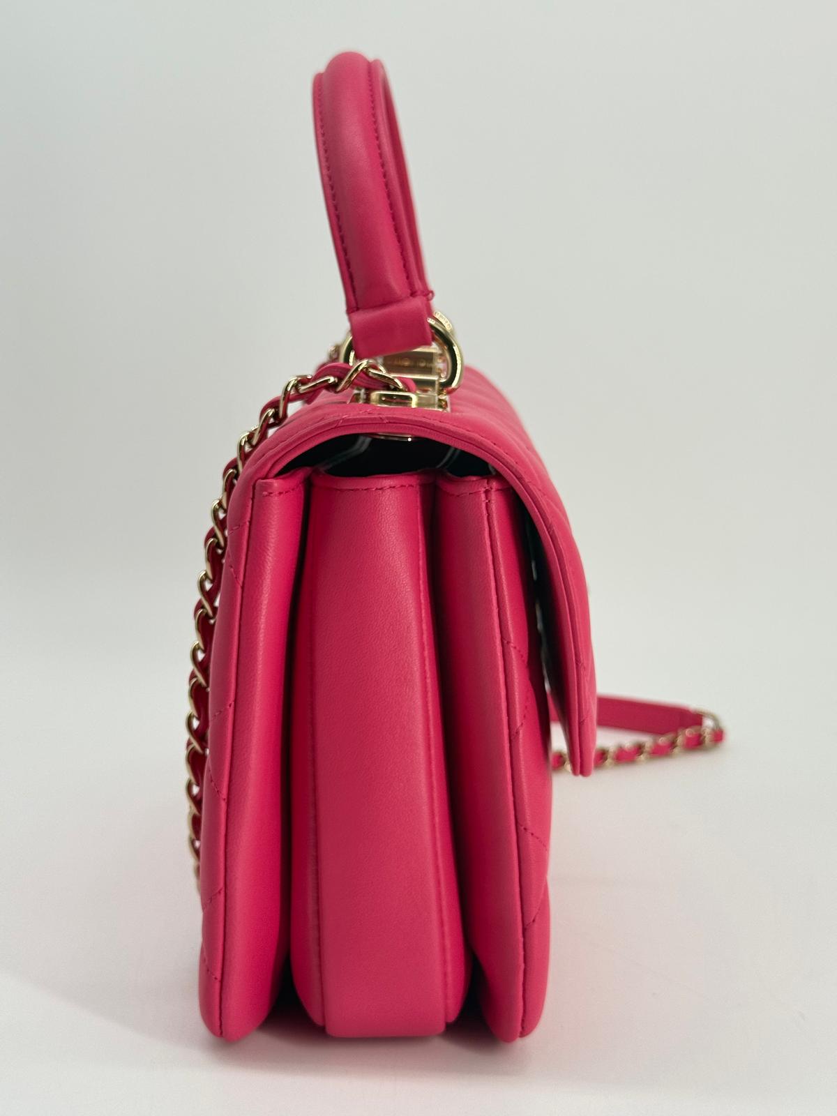 Chanel Trendy CC Pink Lambskin Quilted Top Handle Bag