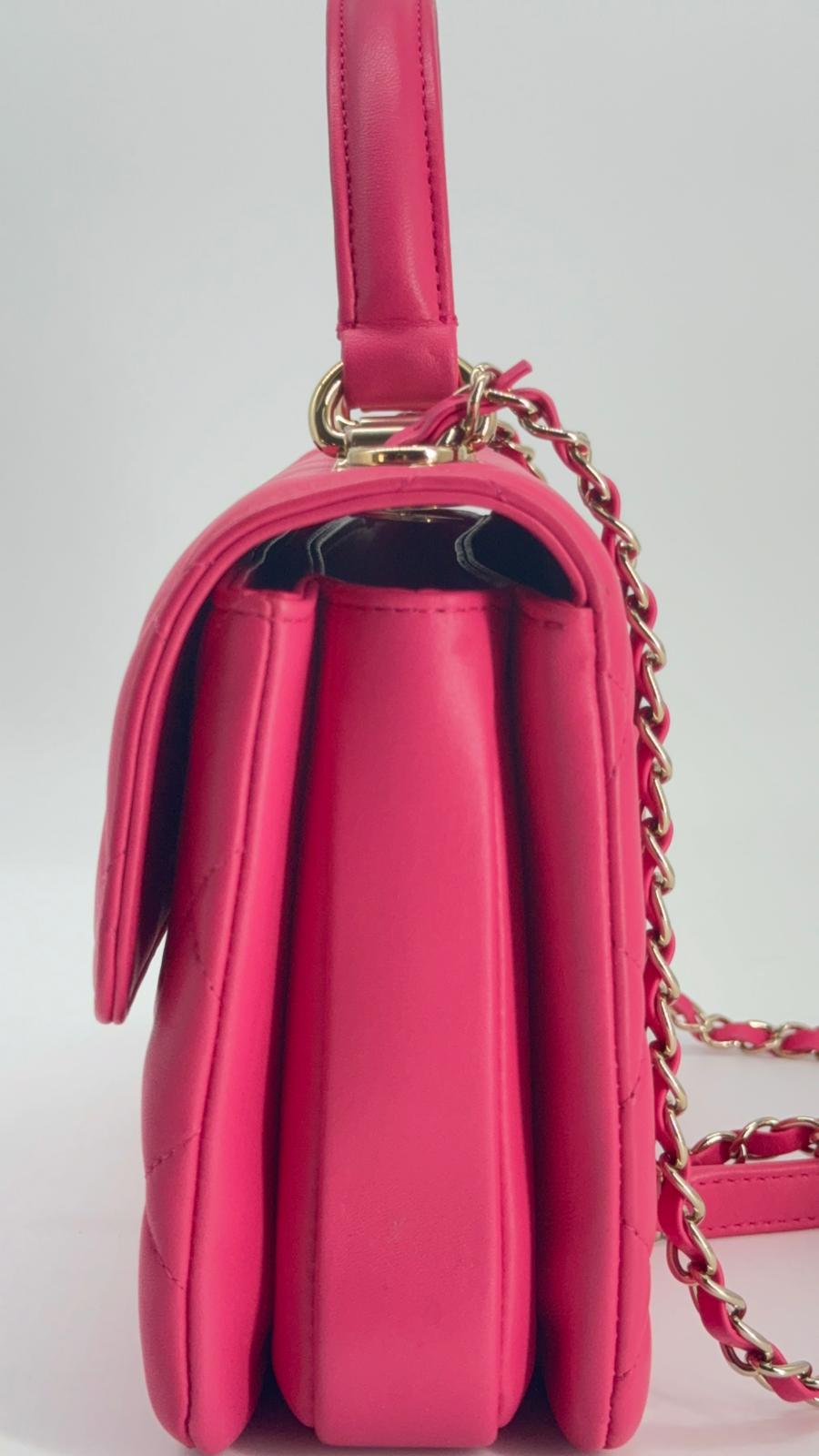 Chanel Trendy CC Pink Lambskin Quilted Top Handle Bag