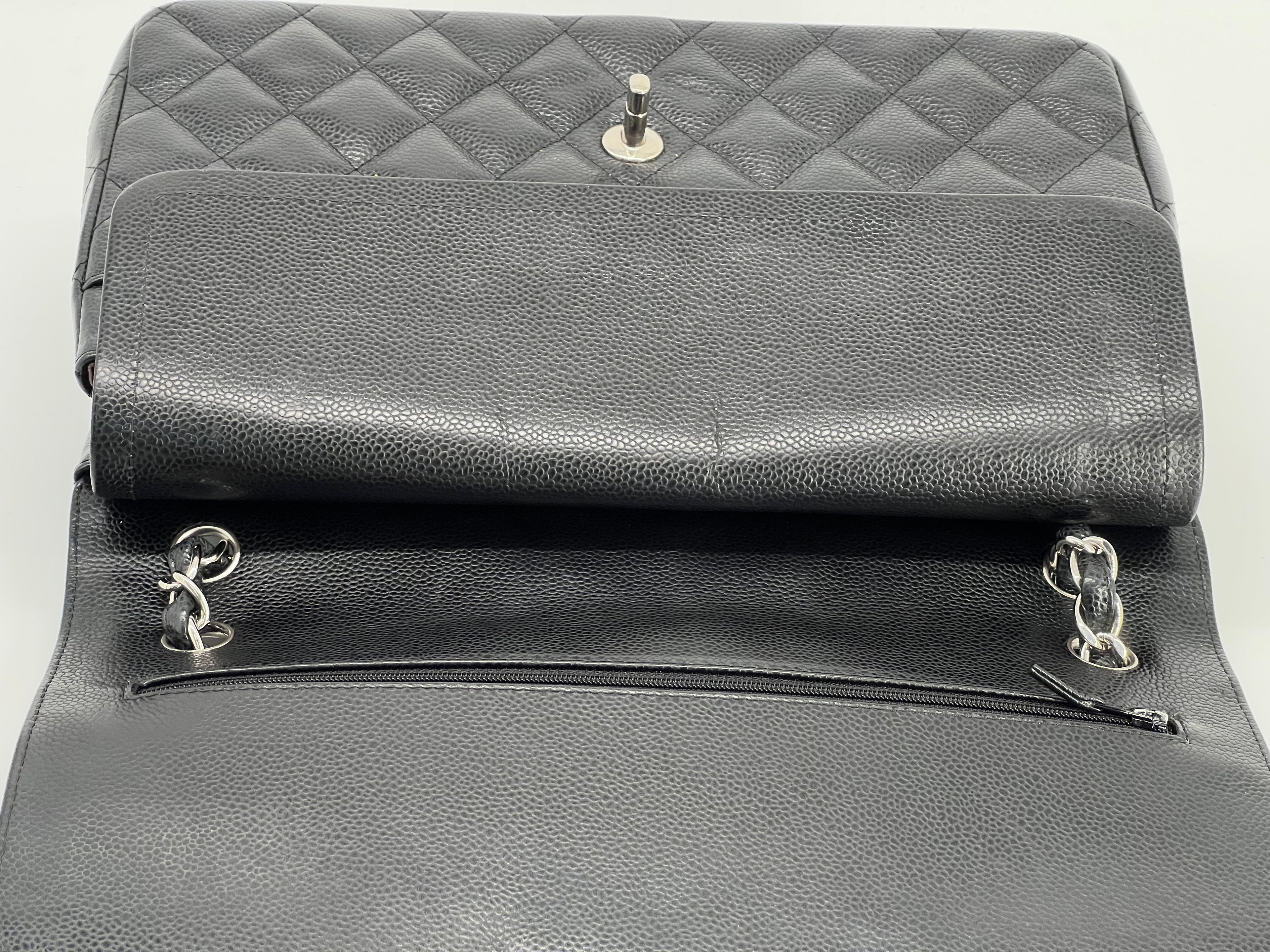 Chanel Jumbo Double Flap Caviar Black Leather Shoulder Bag