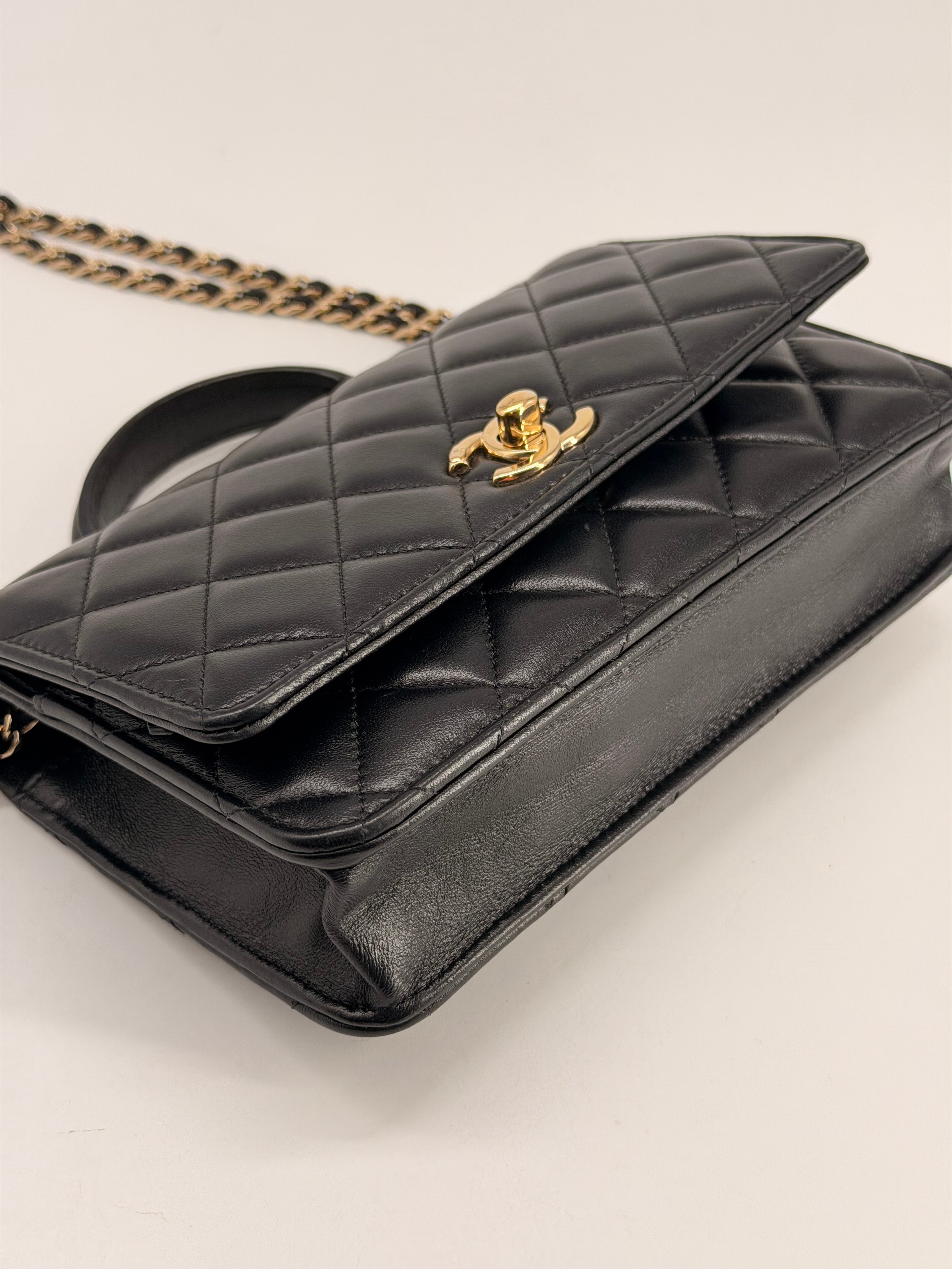 Chanel Trendy CC Wallet On Chain in Black Lambskin Leather