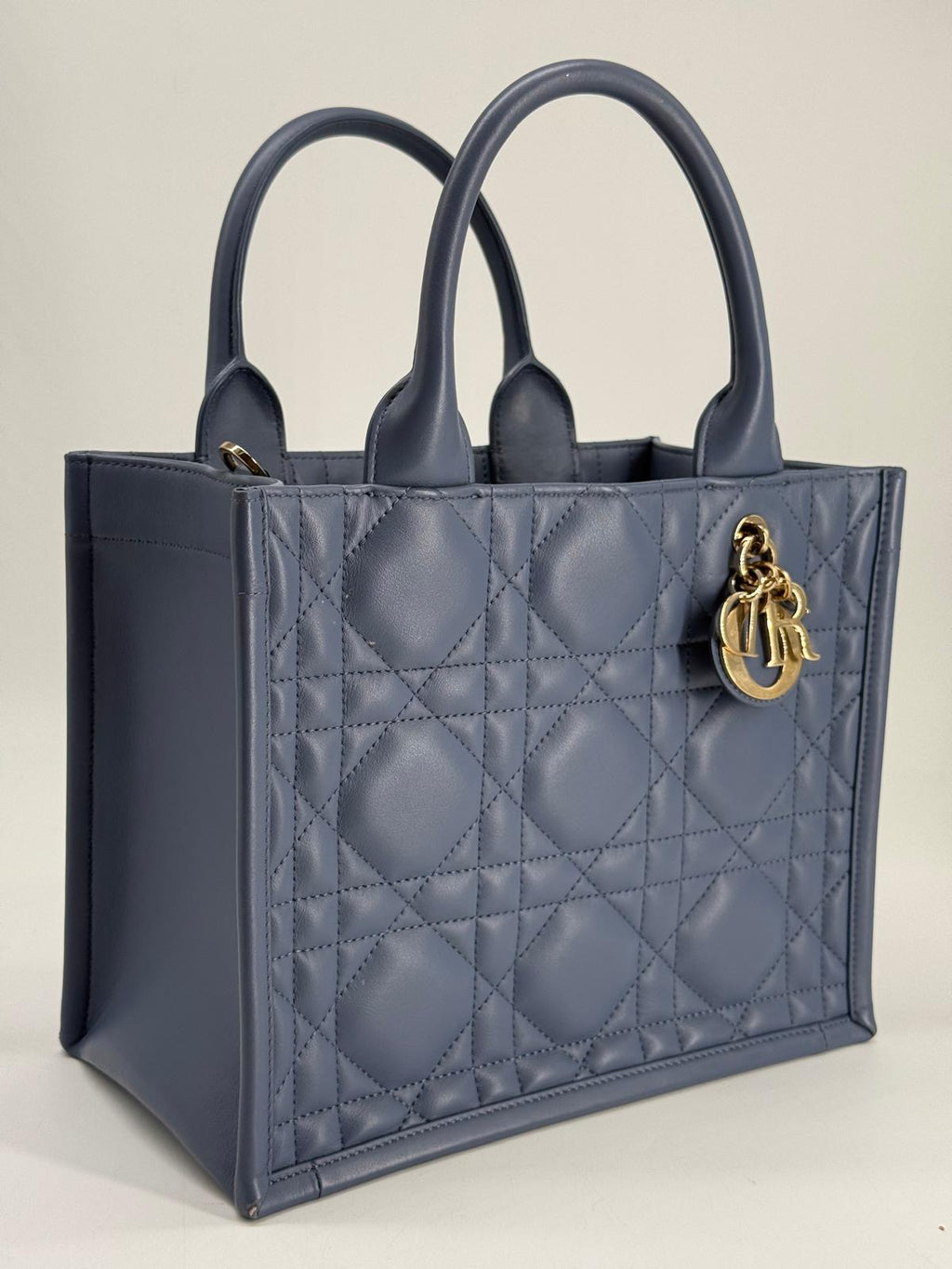 Dior Small Dior Book Tote Blue Macrocannage Leather Bag