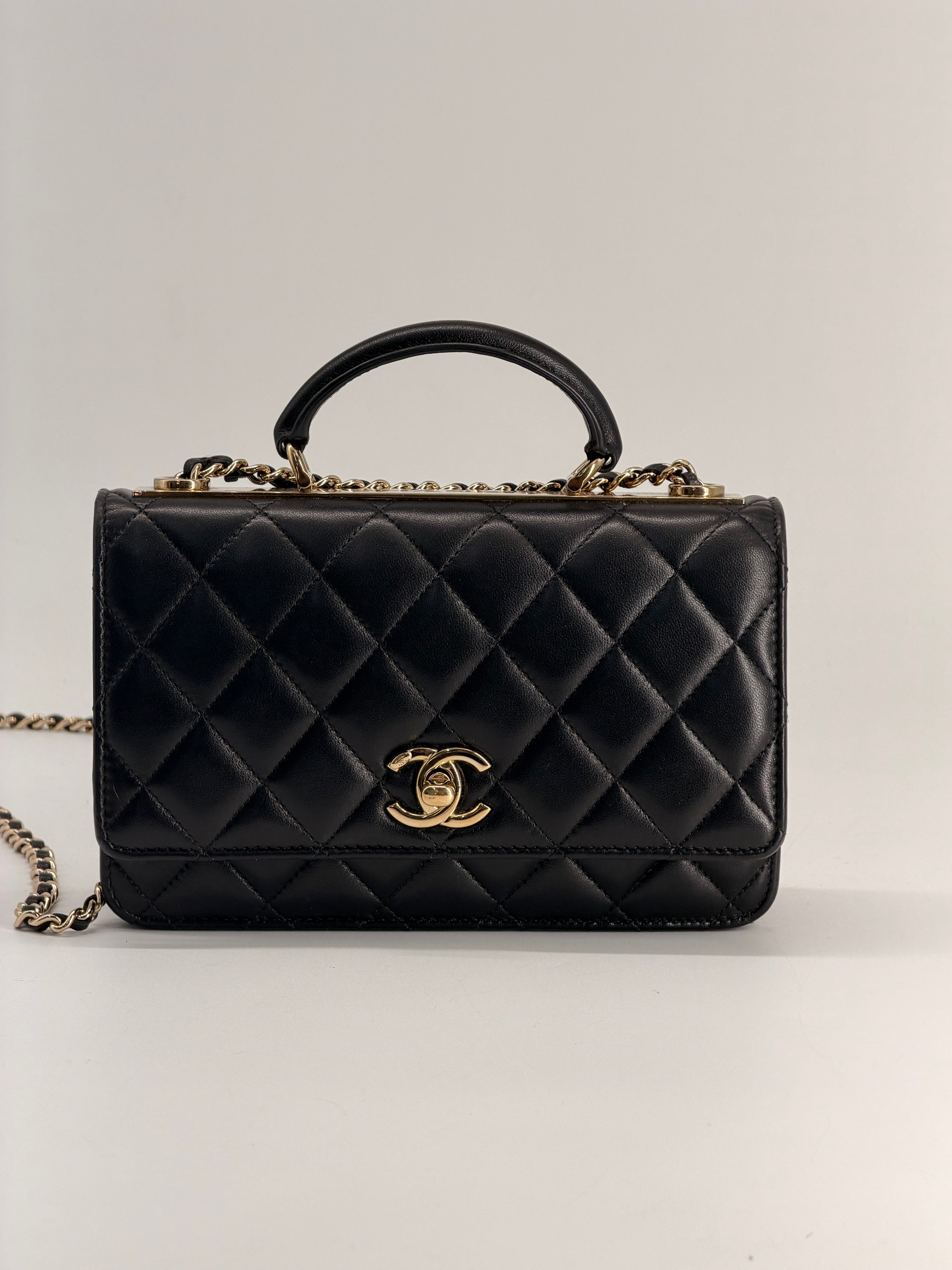 Chanel Trendy CC Wallet On Chain in Black Lambskin Leather