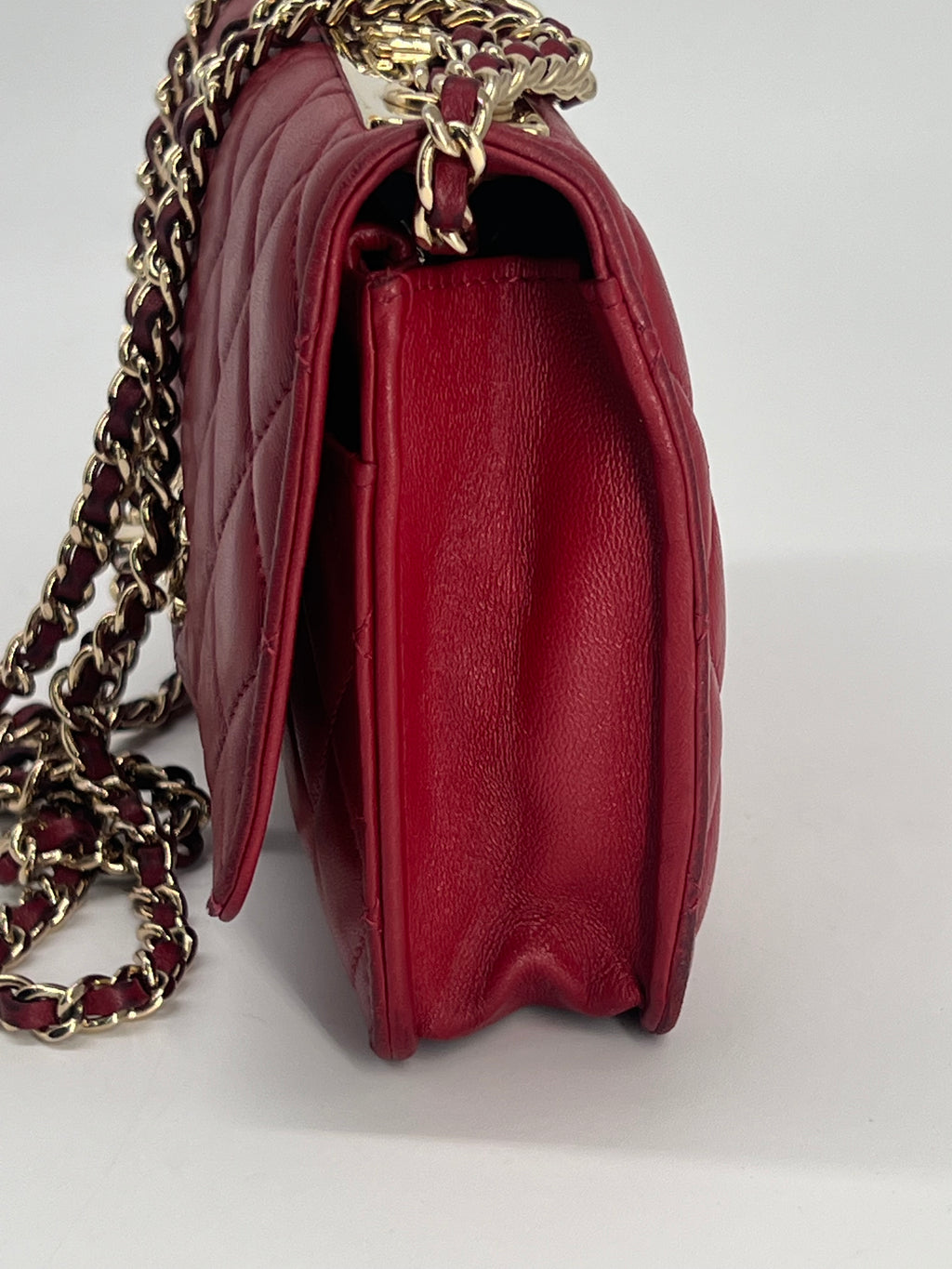 Chanel Trendy CC Wallet on Chain Quilted Red Lambskin
