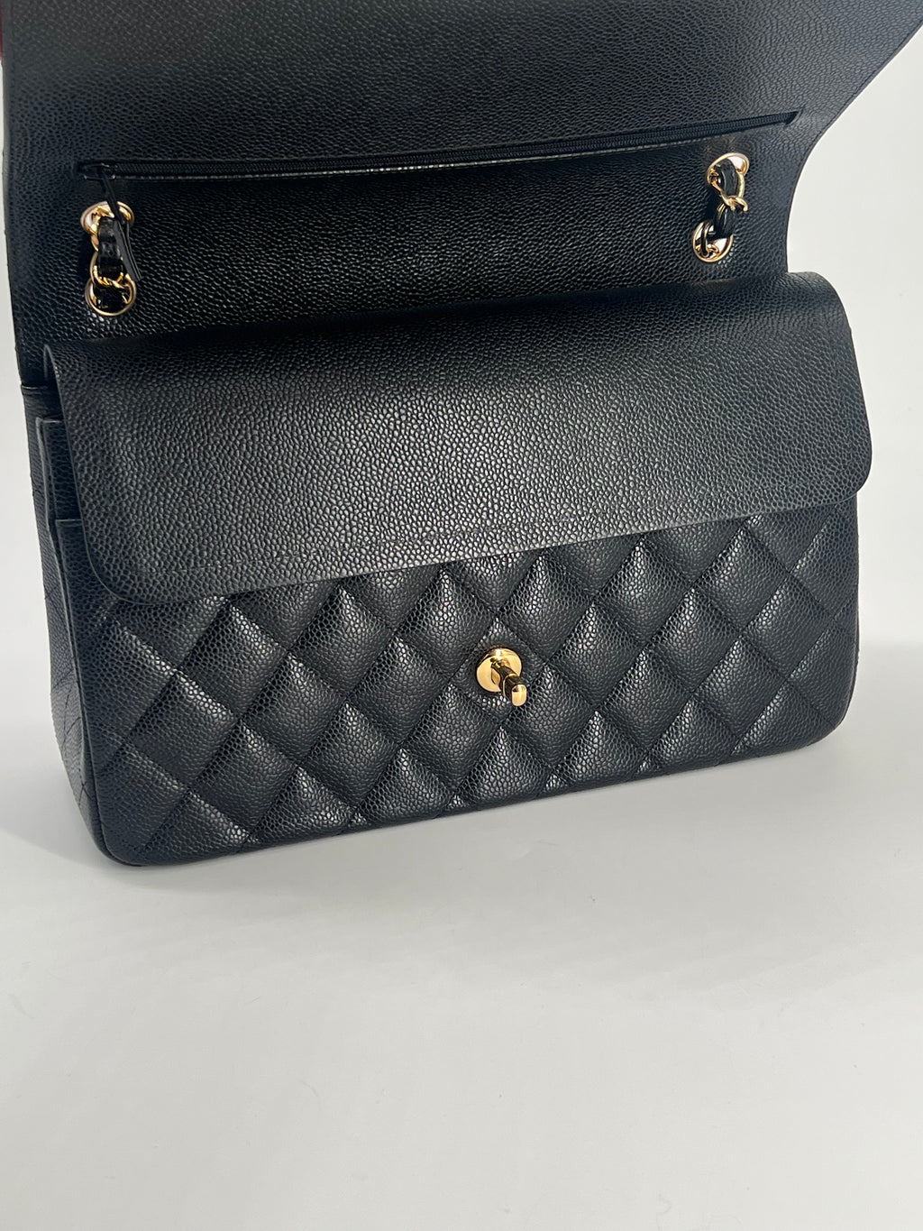 Chanel Classic Jumbo Double Flap Black Caviar Leather With Gold Hardware