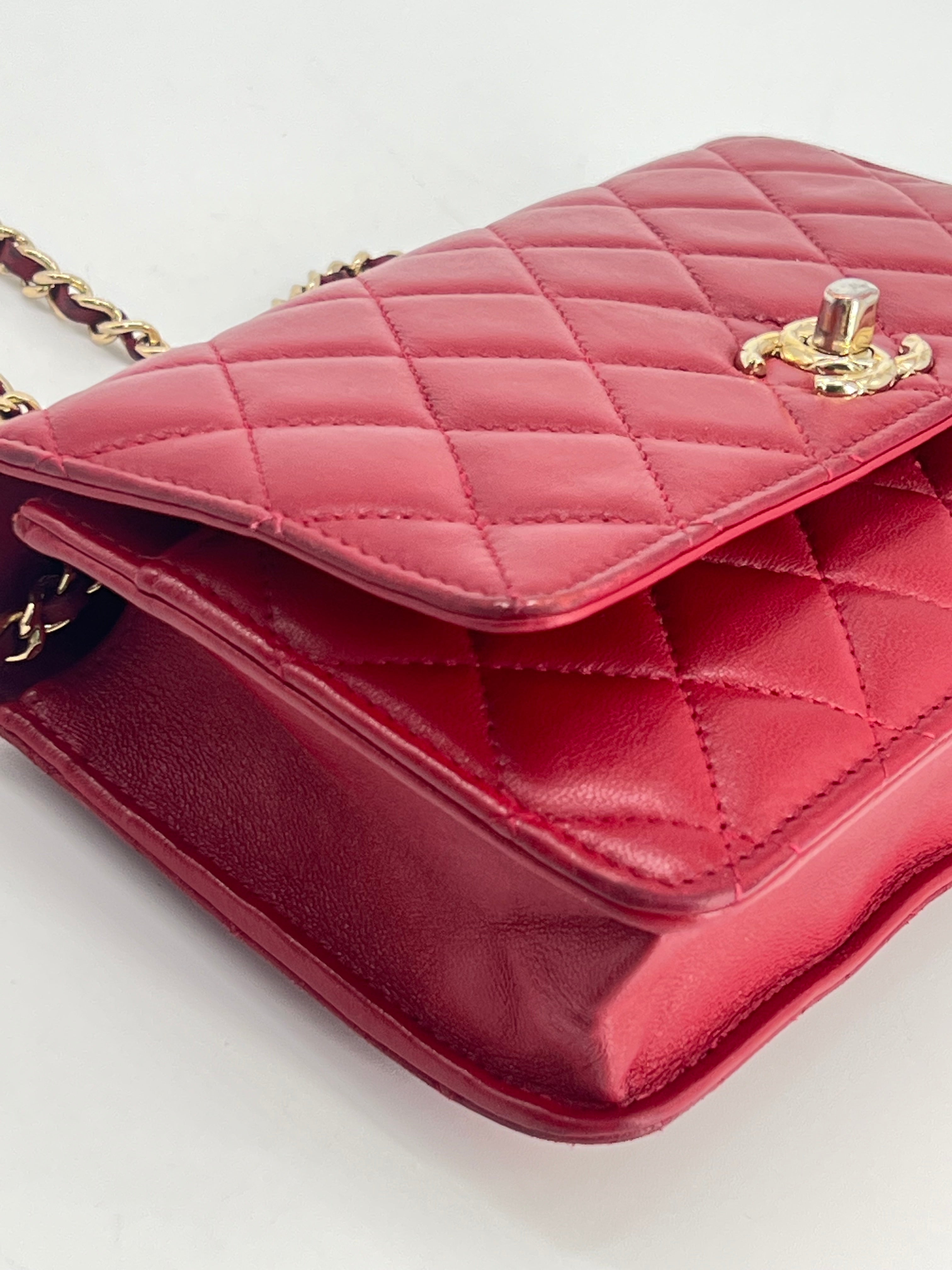 Chanel Trendy CC Wallet on Chain Quilted Red Lambskin