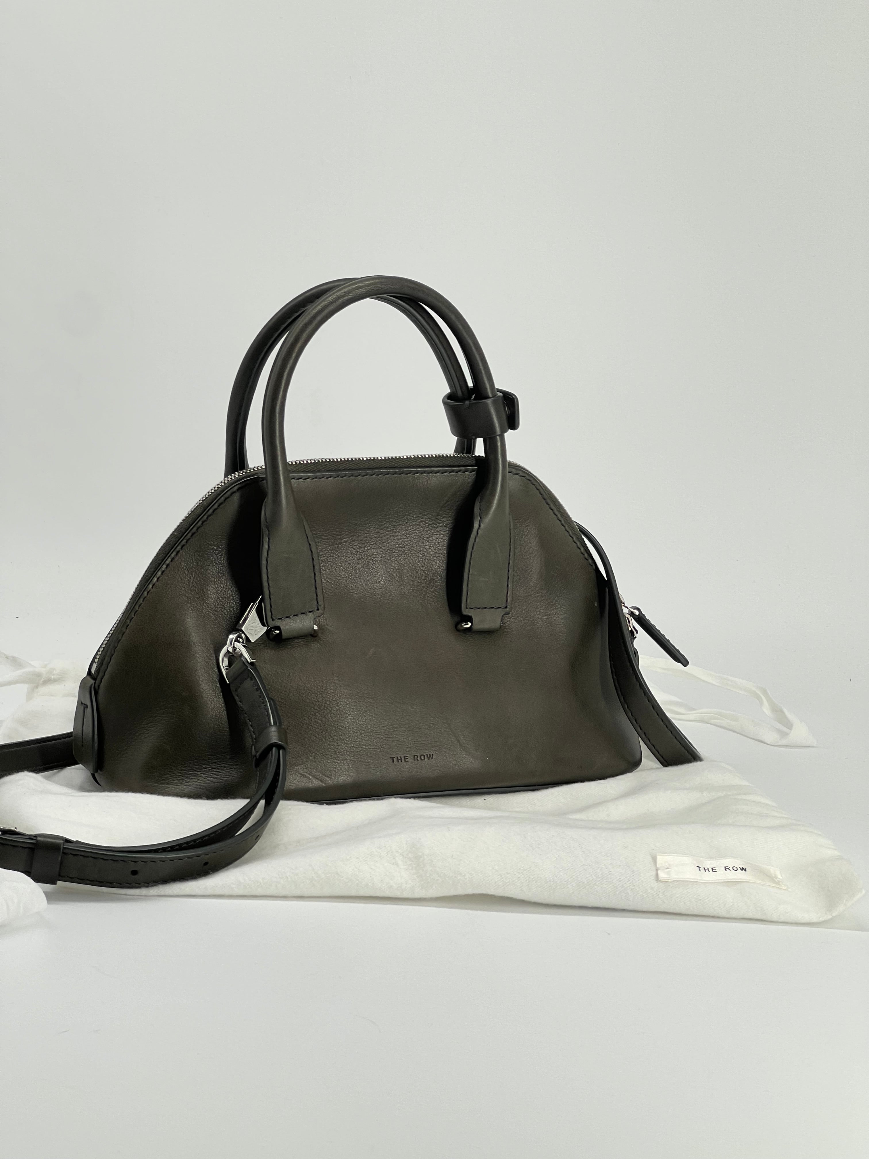 The Row Devon Mini Tote Dark Green Leather Bag