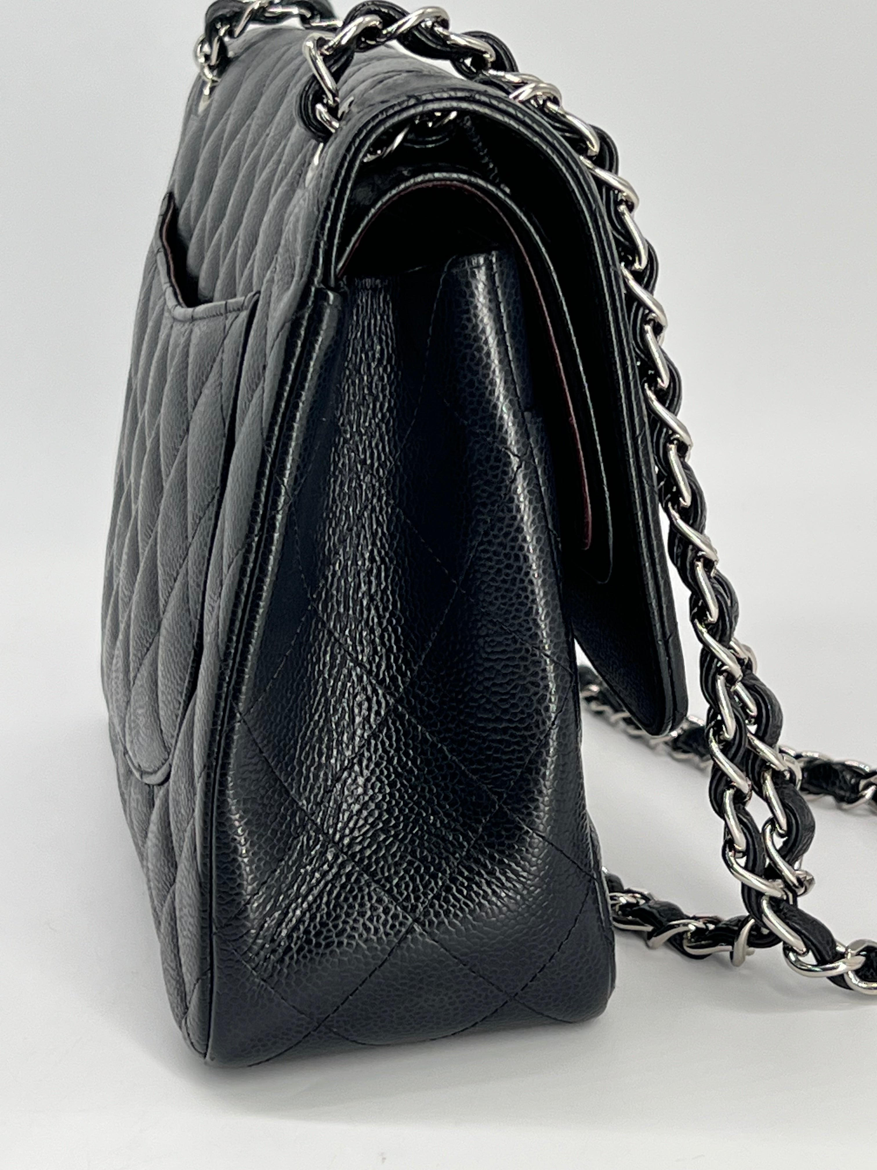 Chanel Jumbo Double Flap Caviar Black Leather Shoulder Bag