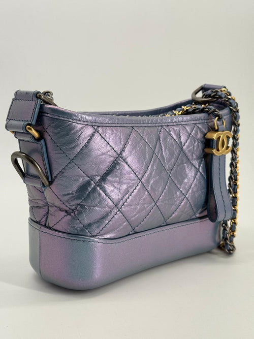 Chanel Gabrielle Small Hobo Iridescent Blue Metallic Shoulder Bag