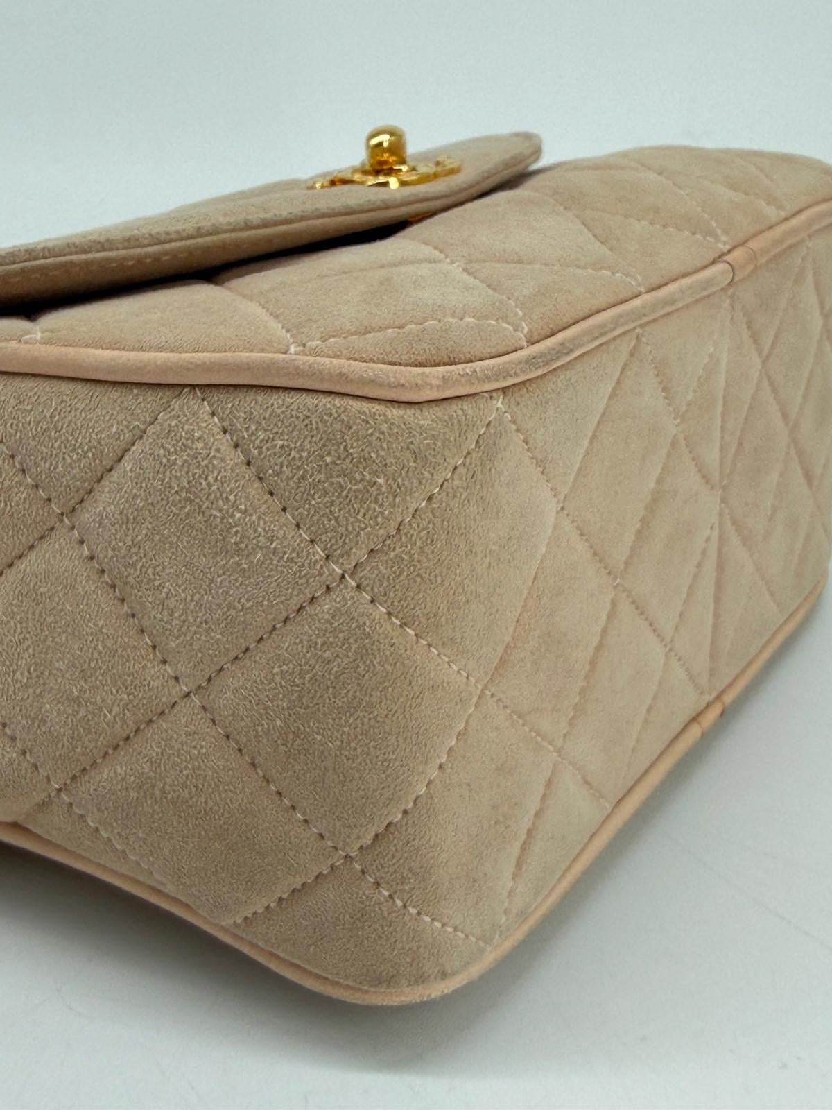 CHANEL Quilted Tassel CC Camera Bag Case In Pink Suede
