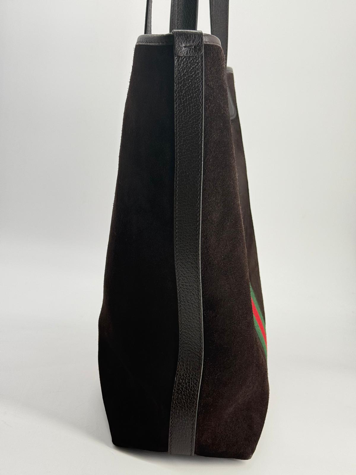 Gucci GG Web Suede Leather Tote Bag