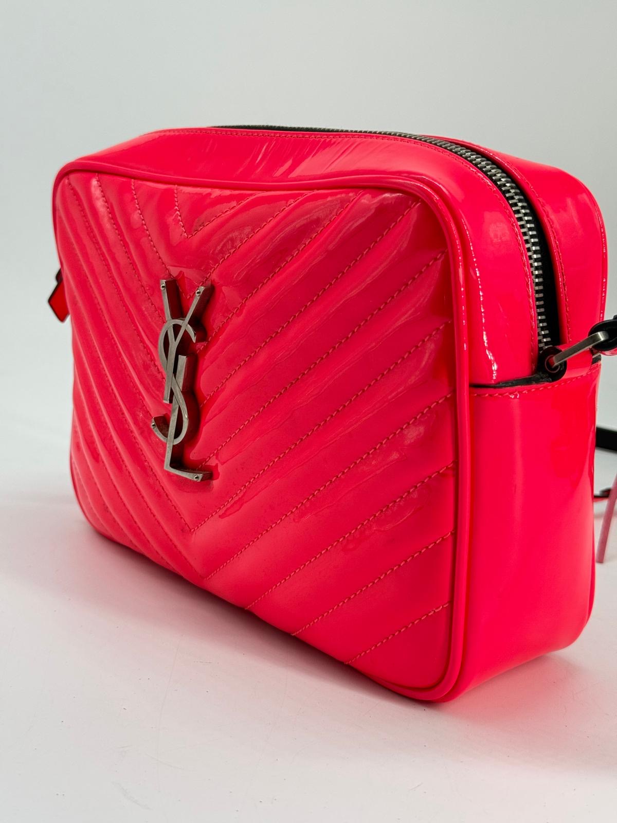 Saint Laurent Lou Camera Bag in Neon Pink Calfskin Leather