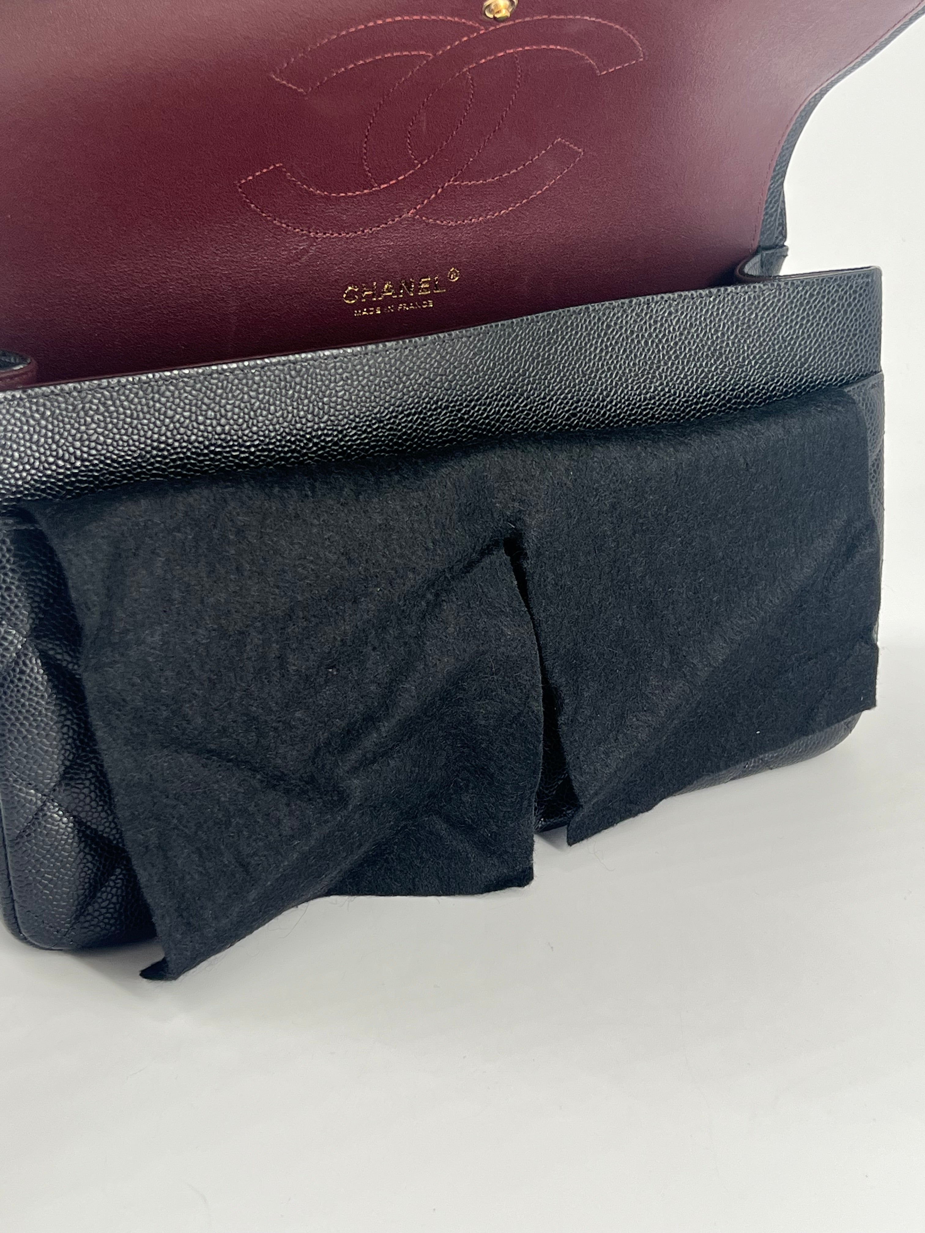 Chanel Classic Jumbo Double Flap Black Caviar Leather With Gold Hardware