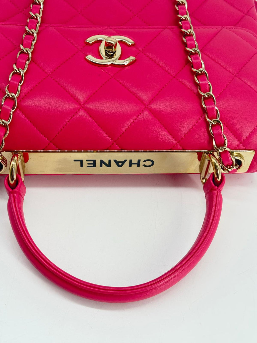 Chanel Trendy CC Pink Lambskin Quilted Top Handle Bag
