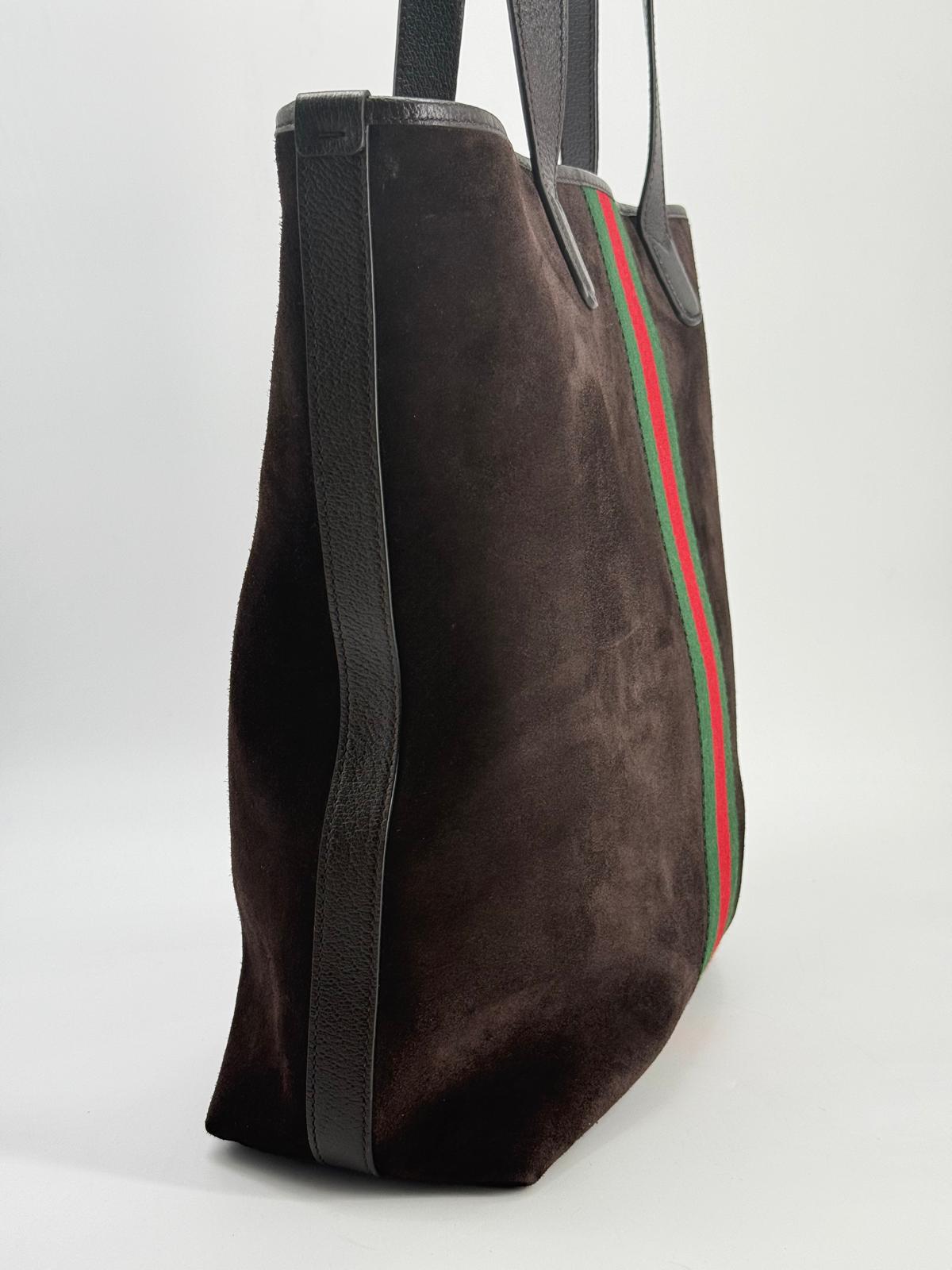 Gucci GG Web Suede Leather Tote Bag