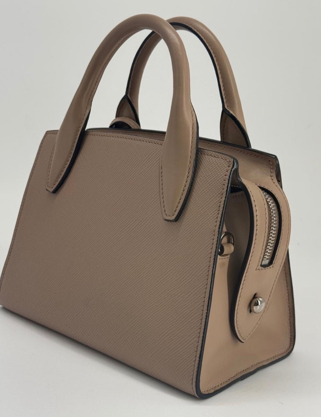 PRADA Kristen Saffiano Small Monochrome Leather Handbag