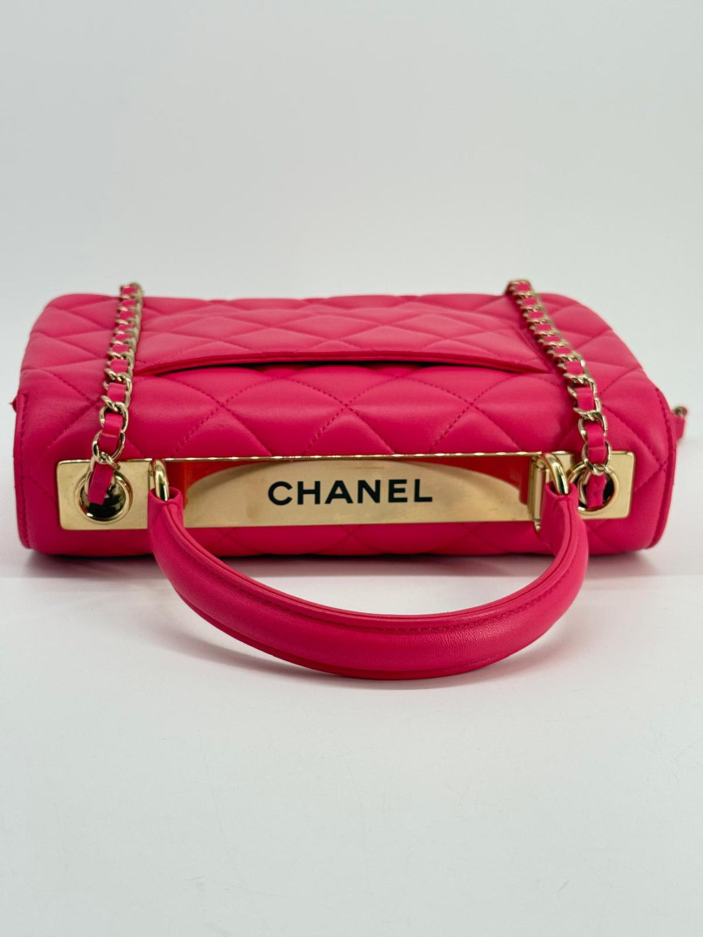 Chanel Trendy CC Pink Lambskin Quilted Top Handle Bag