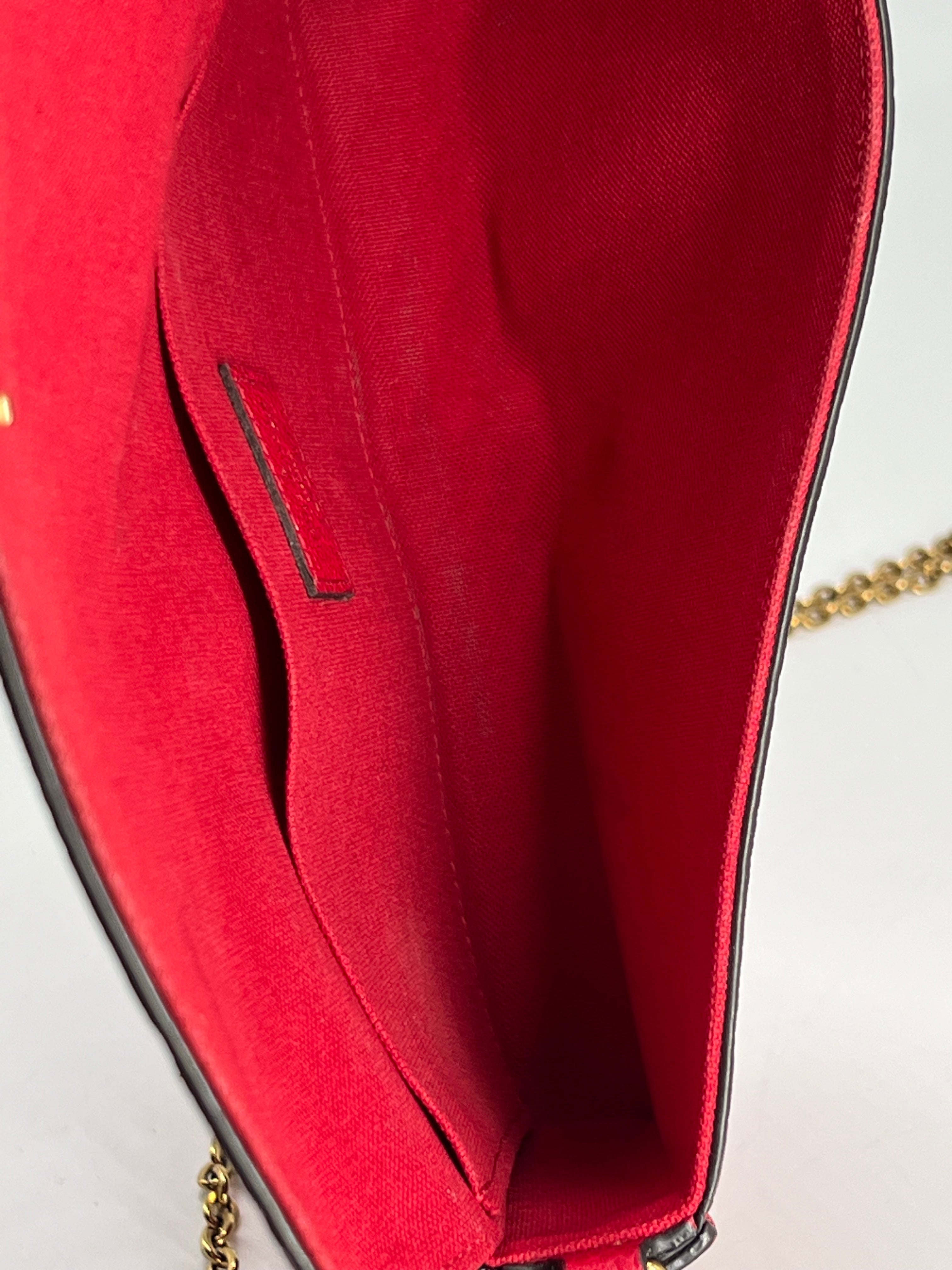 Louis Vuitton Felicie Pochette Monogram Empreinte Leather Red