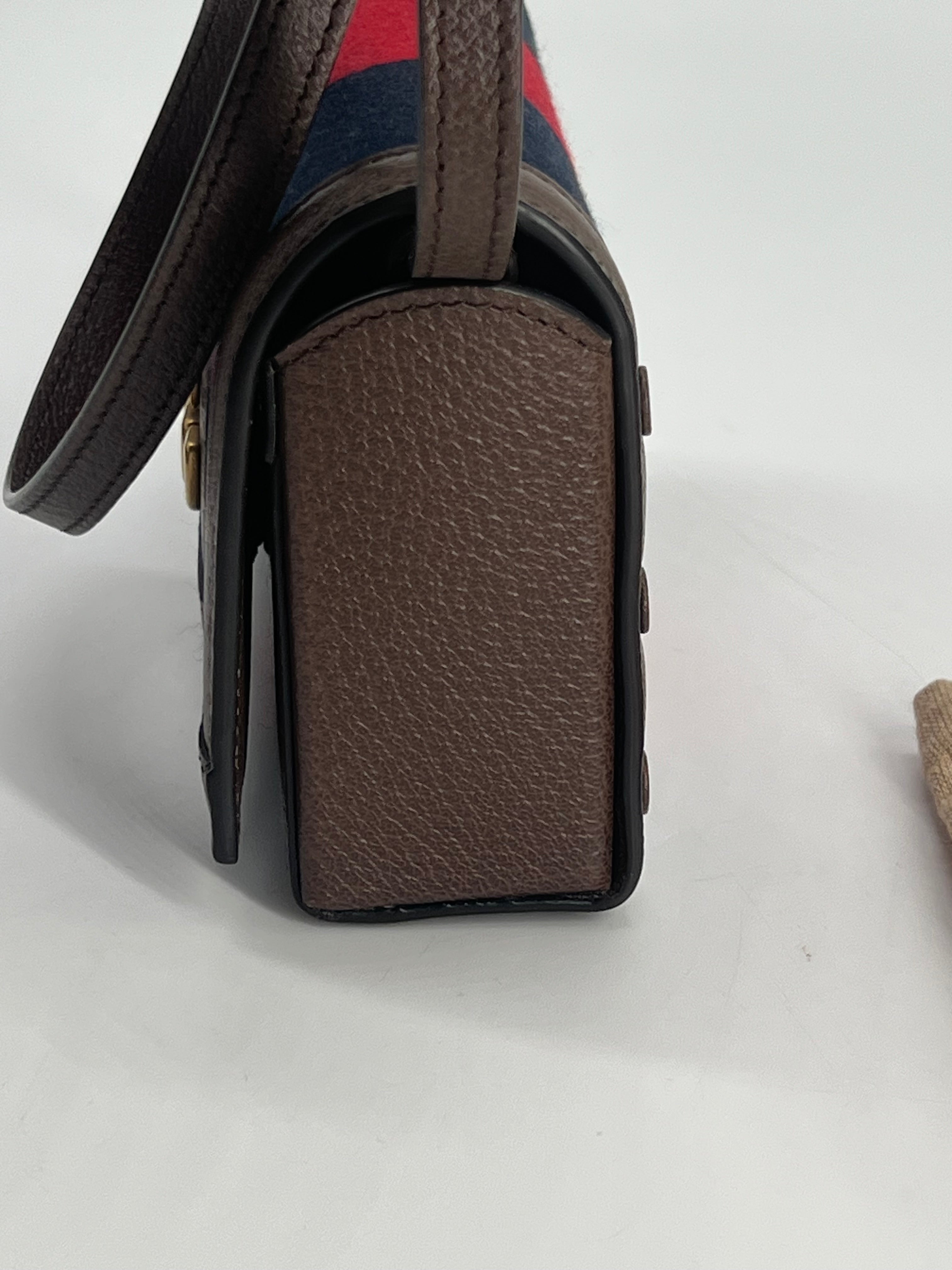 Gucci Ophidia Web Mini Bag Red/Blue Canvas Crossbody Bag