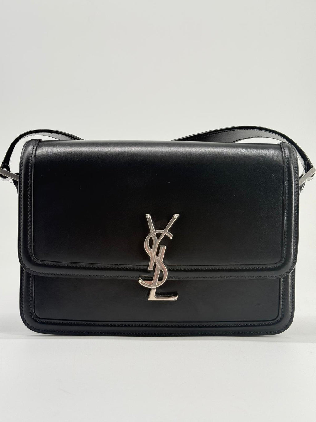 Saint Laurent Solferino Medium Black Leather Shoulder Bag