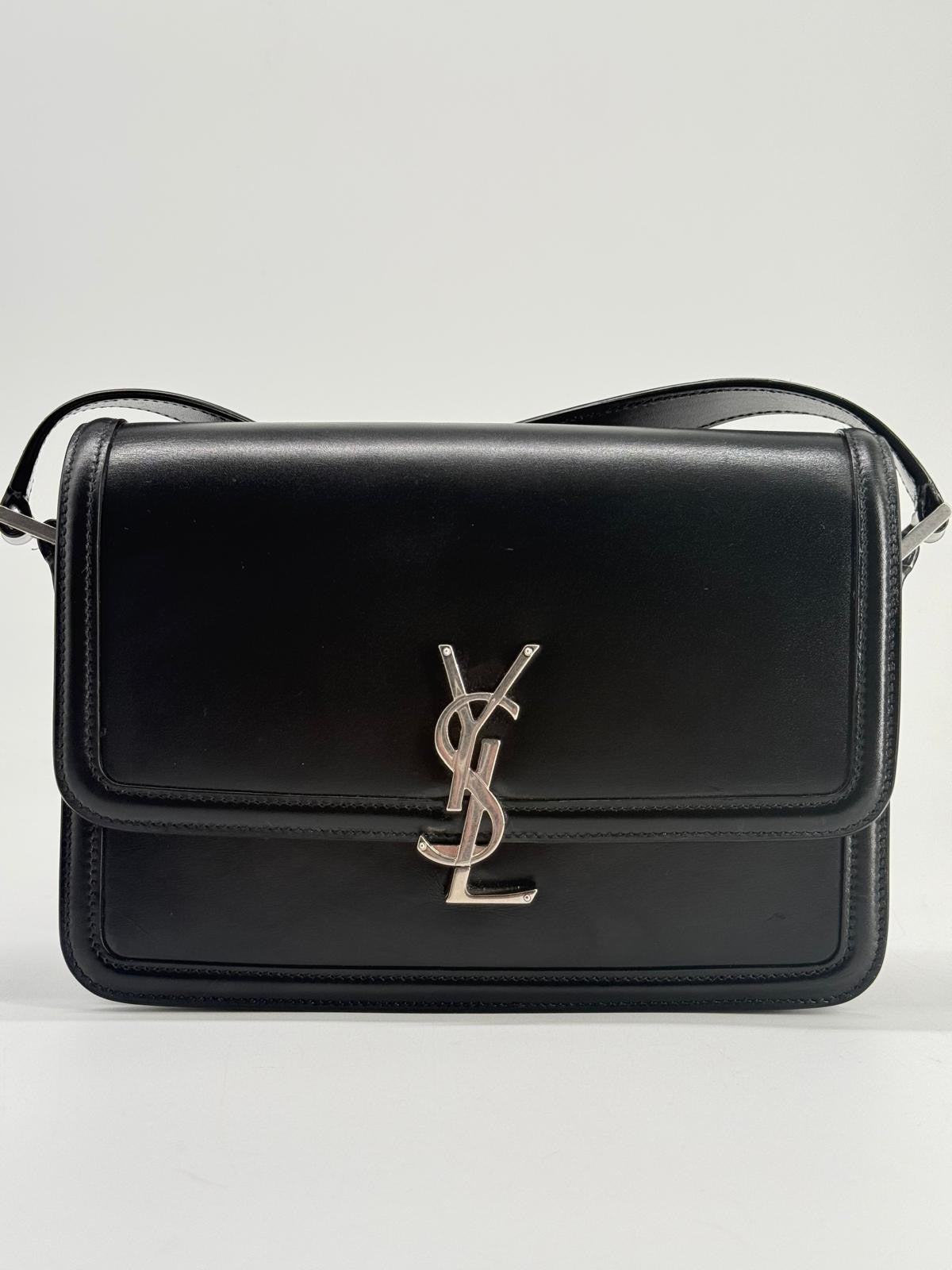 Saint Laurent Solferino Medium Black Leather Shoulder Bag