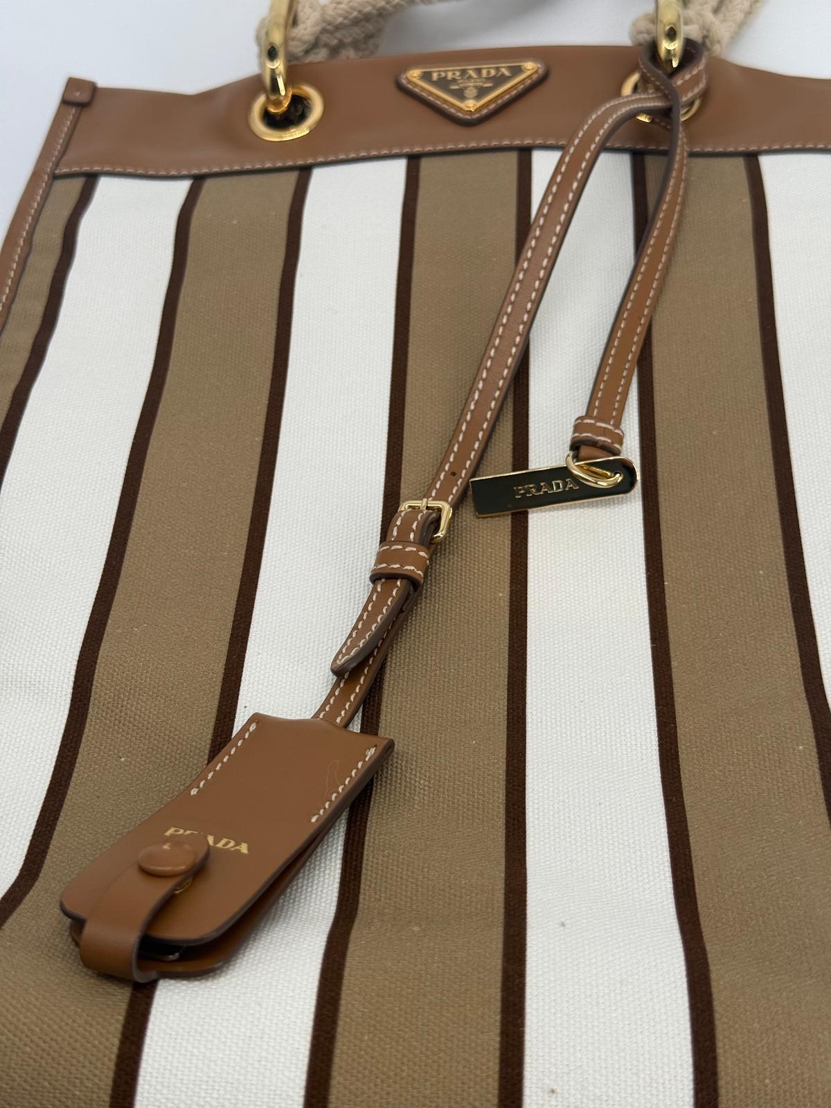 Prada Tote Canvas and Leather Limited Edition Tote Bag