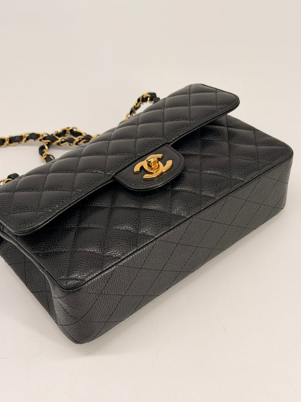 Chanel Classic Double Flap Small Caviar Black Leather Shoulder Bag Gold HRW NFC