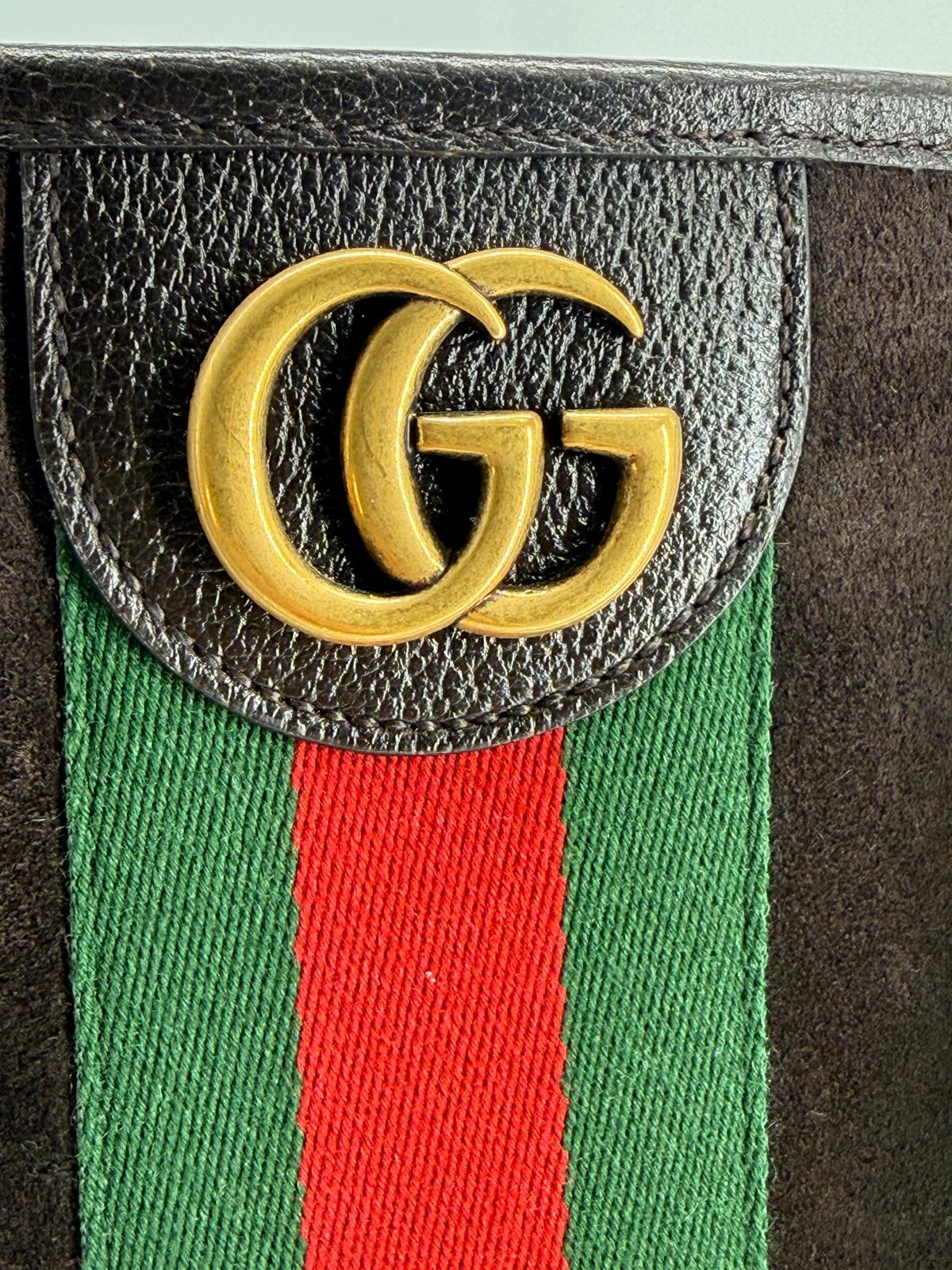 Gucci GG Web Suede Leather Tote Bag