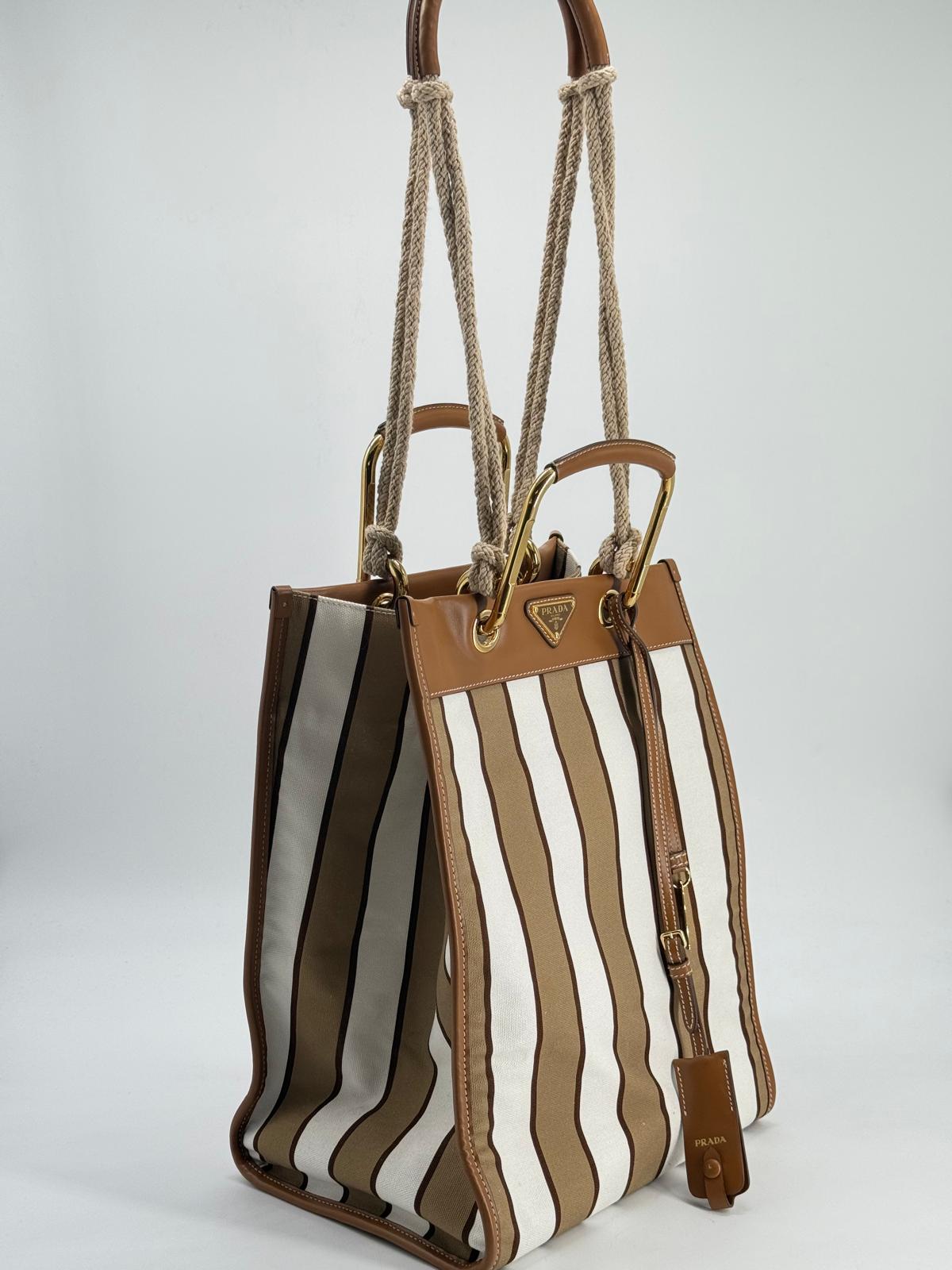 Prada Tote Canvas and Leather Limited Edition Tote Bag
