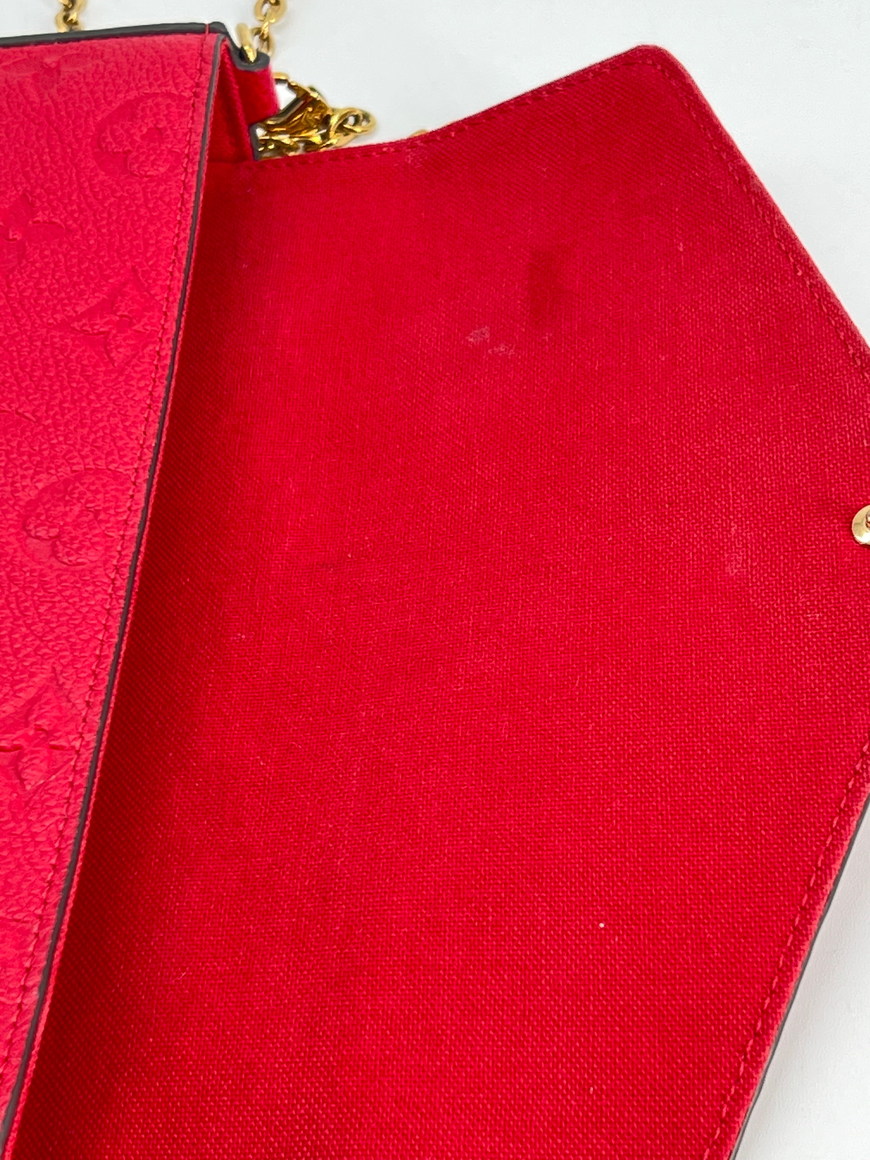 Louis Vuitton Felicie Pochette Monogram Empreinte Leather Red