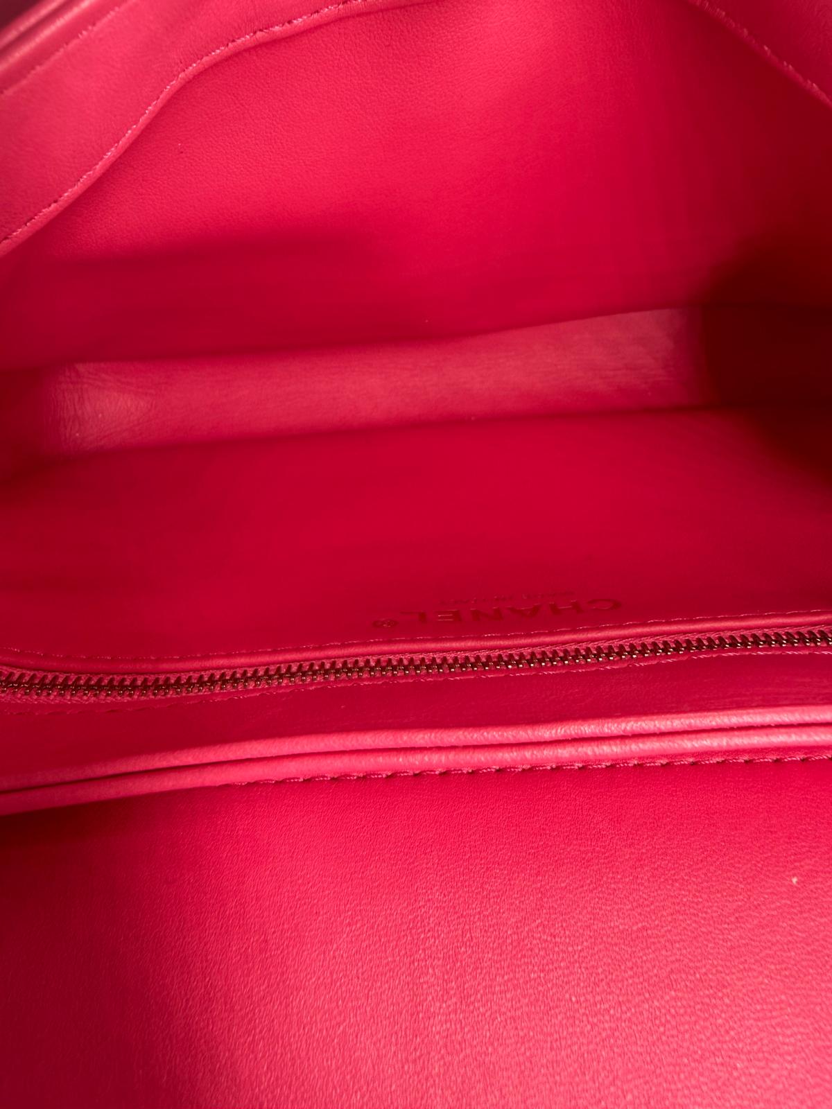 Chanel Trendy CC Pink Lambskin Quilted Top Handle Bag