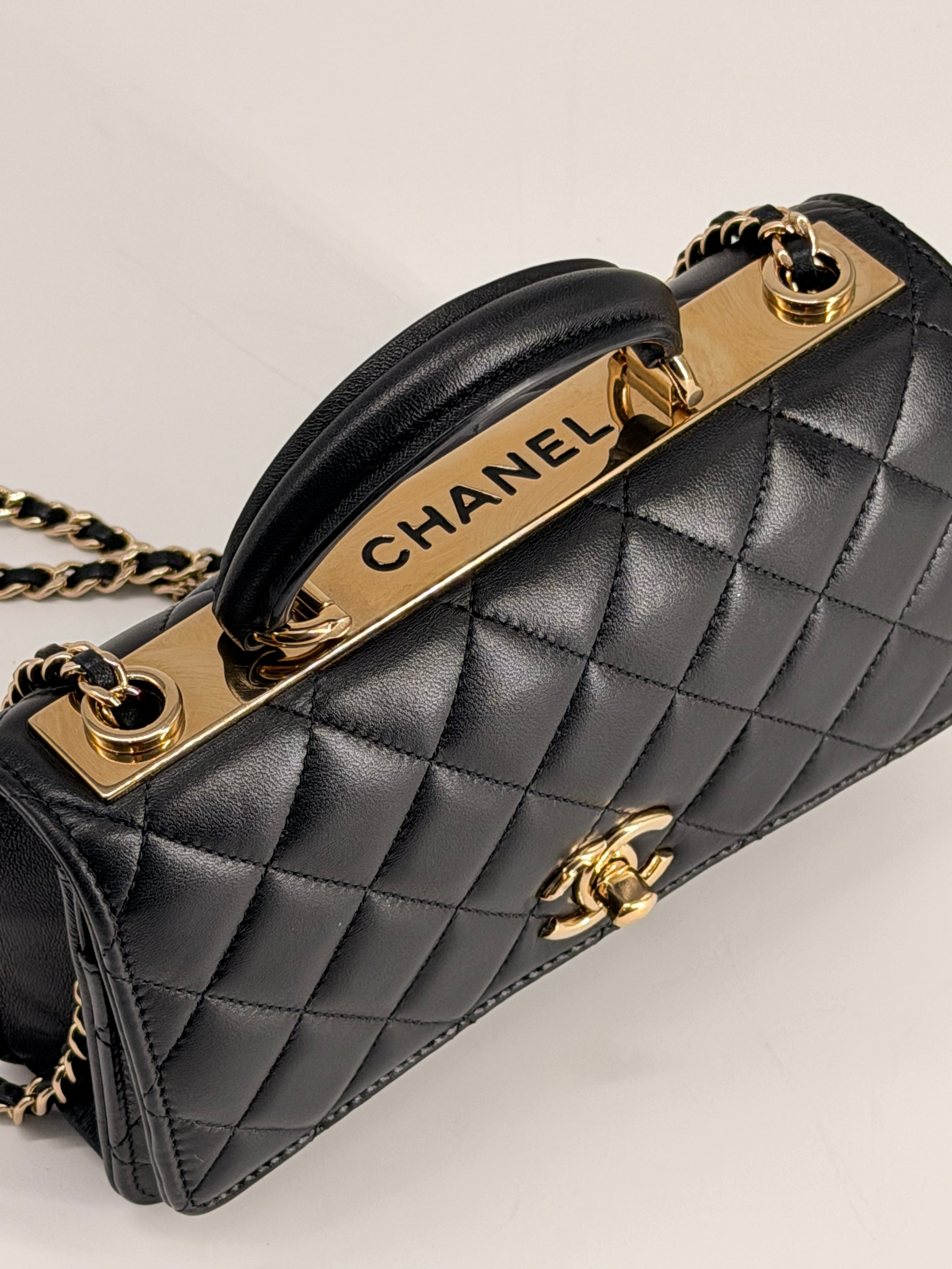 Chanel Trendy CC Wallet On Chain in Black Lambskin Leather