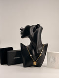 CHANEL Metal Crystal Pearl Airpod Necklace Gold