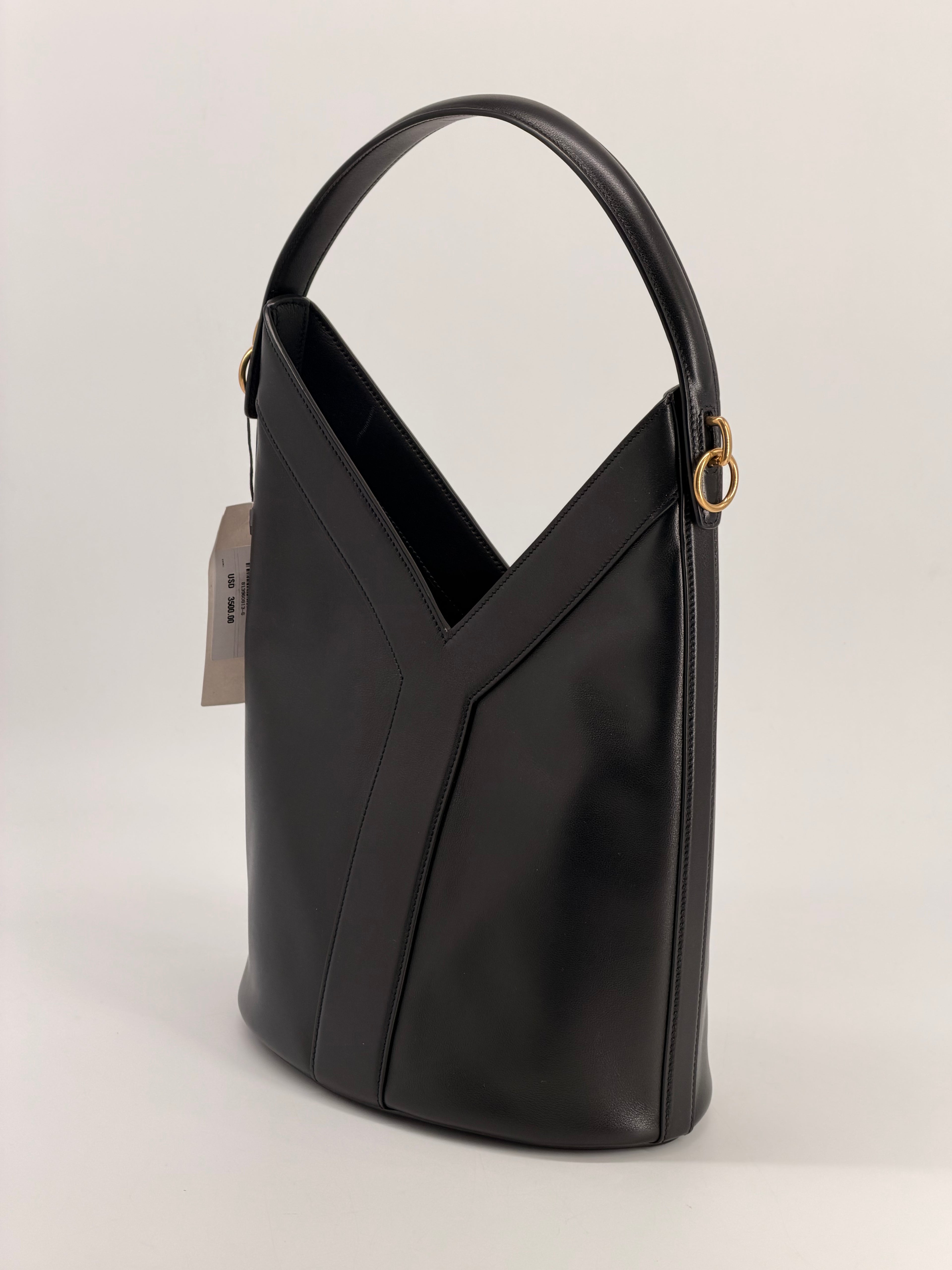 Saint Laurent Y-Stitch Black Leather Bucket Bag 2025