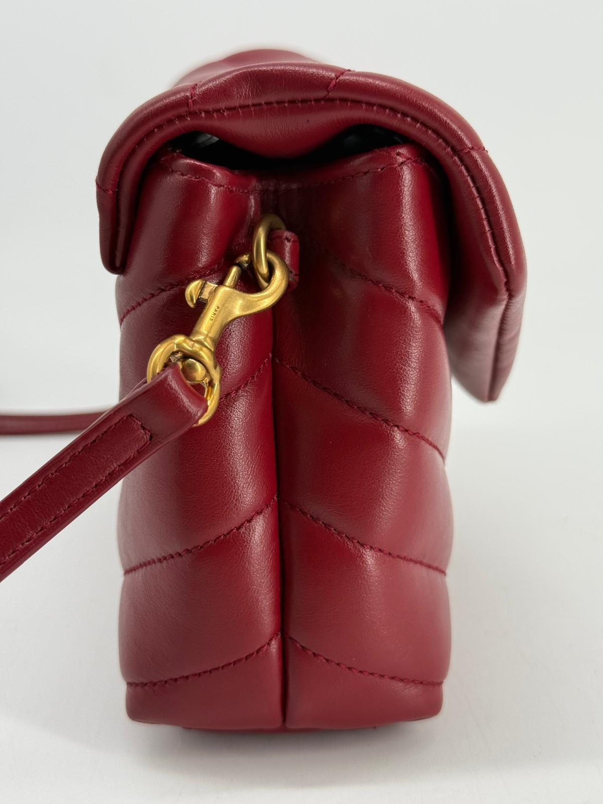 Saint Laurent Loulou Toy Quilted Burgundy Leathers with Gold Hardware