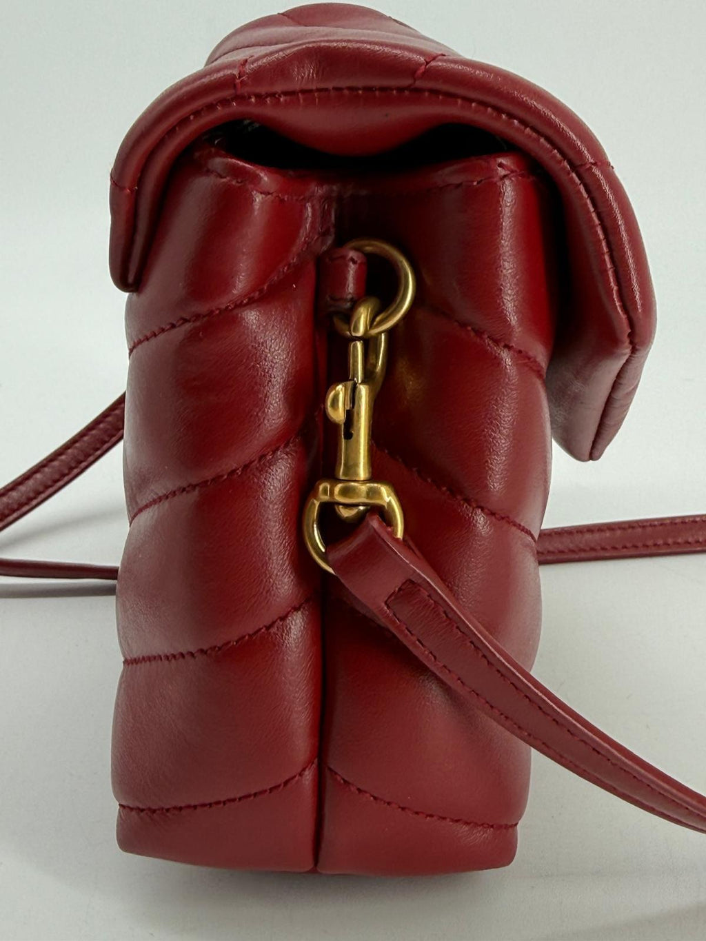 Saint Laurent Loulou Toy Quilted Burgundy Leathers with Gold Hardware