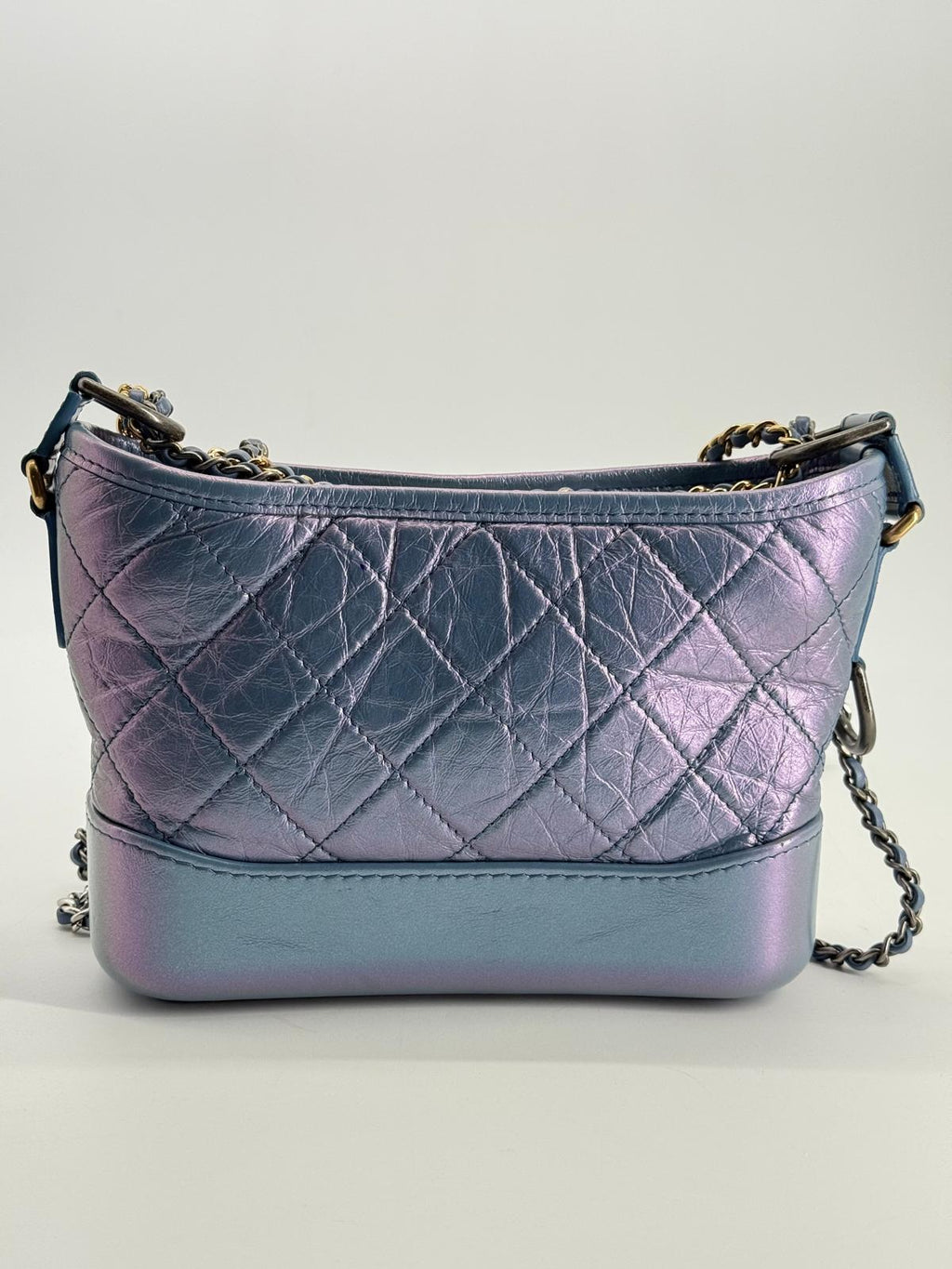 Chanel Gabrielle Small Hobo Iridescent Blue Metallic Shoulder Bag