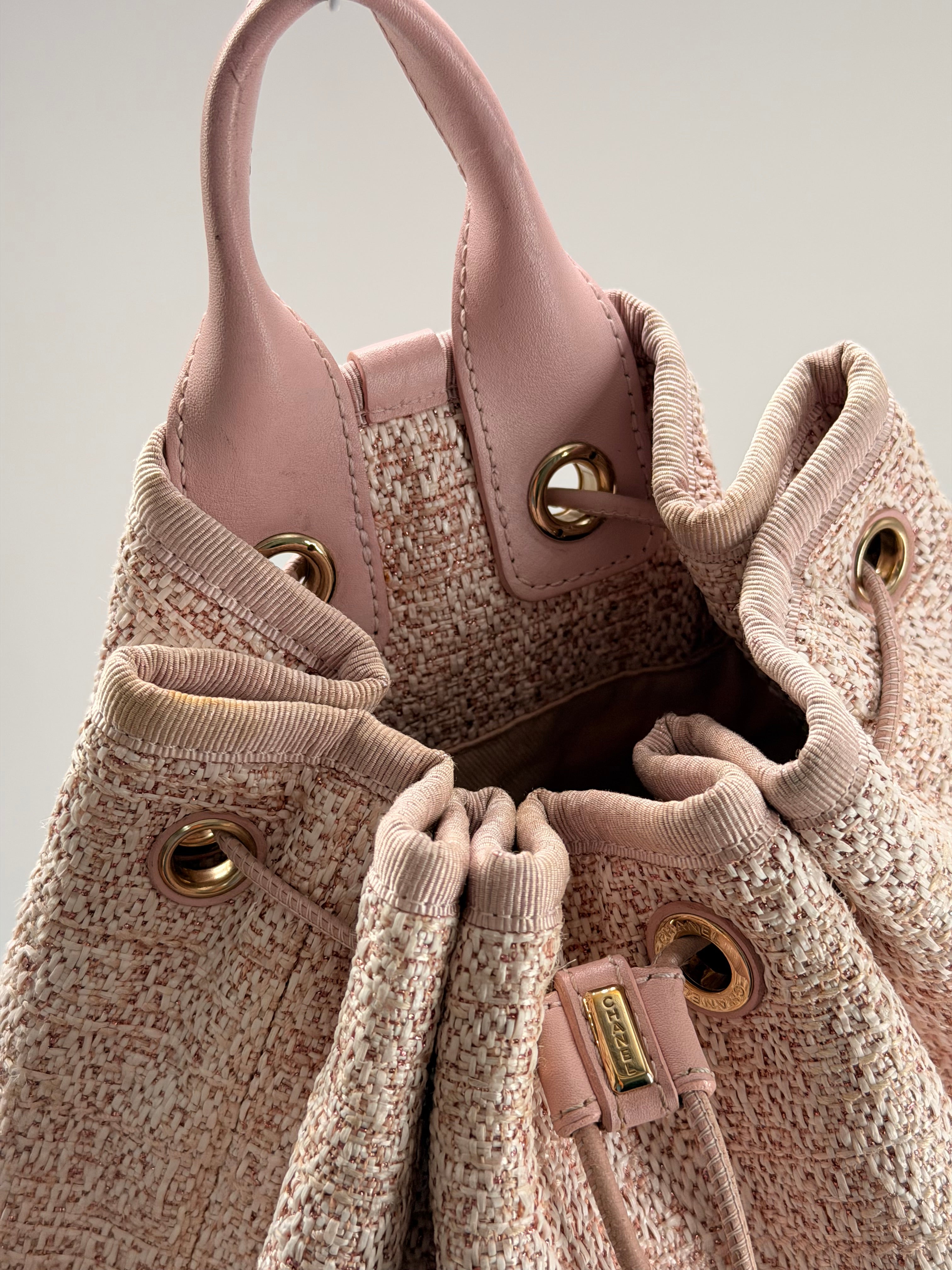 CHANEL Deauville Backpack Pink Drawstring Backpack