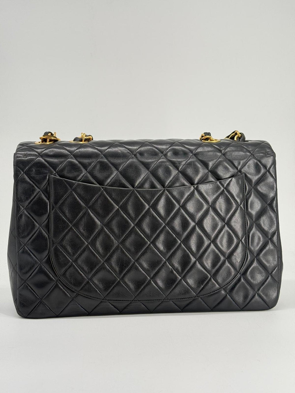 Chanel Black Quilted Lambskin XL Jumbo Single Flap Black Shoulder Bag