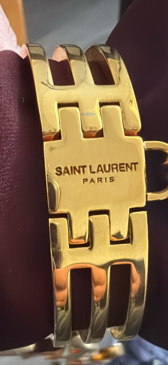 Saint Laurent Wine Satin Knot Wristlet with Gold YSL Charm