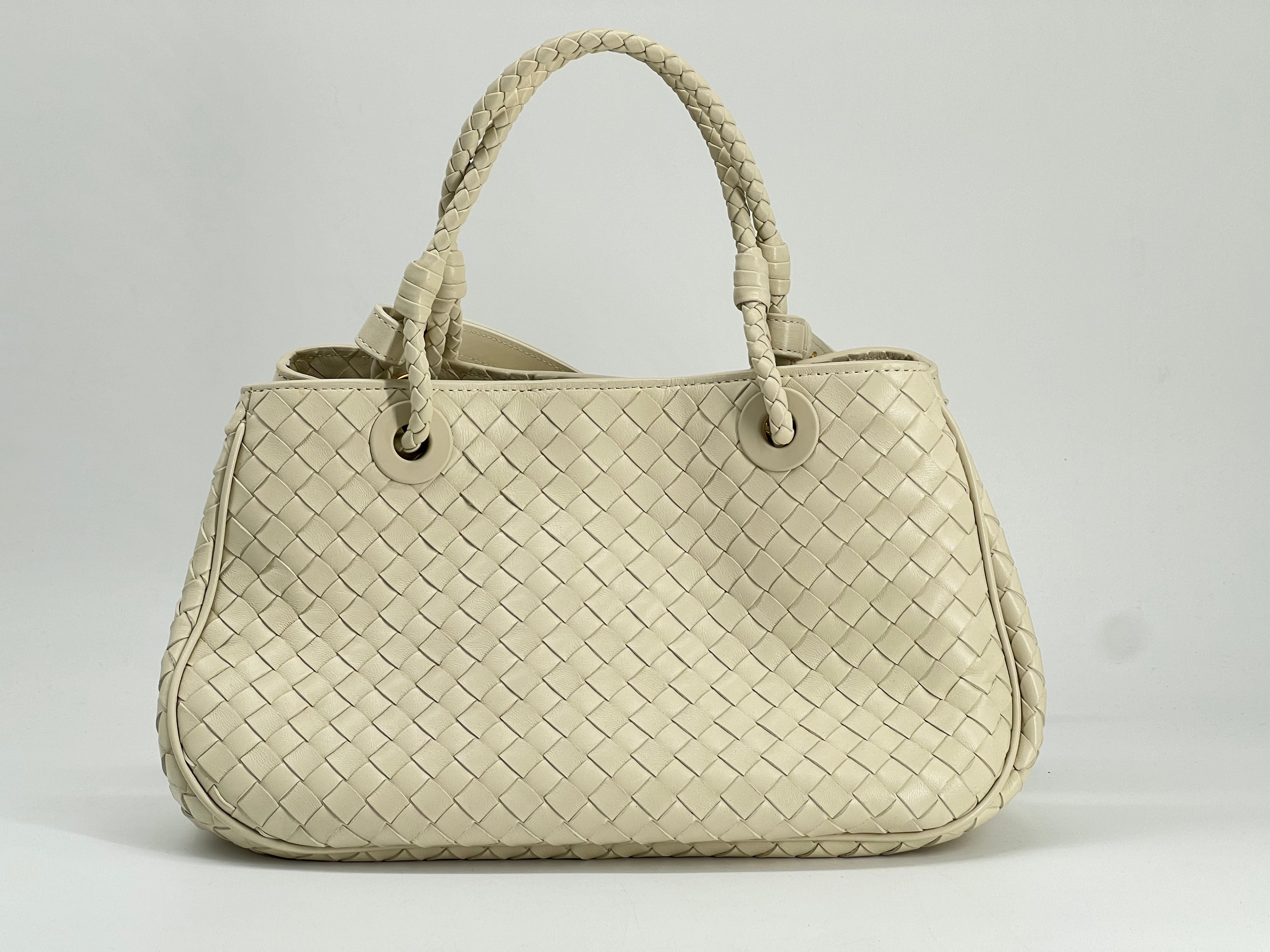 Bottega Veneta Nappa Intrecciato Basket Bag In Sea Salt Leather