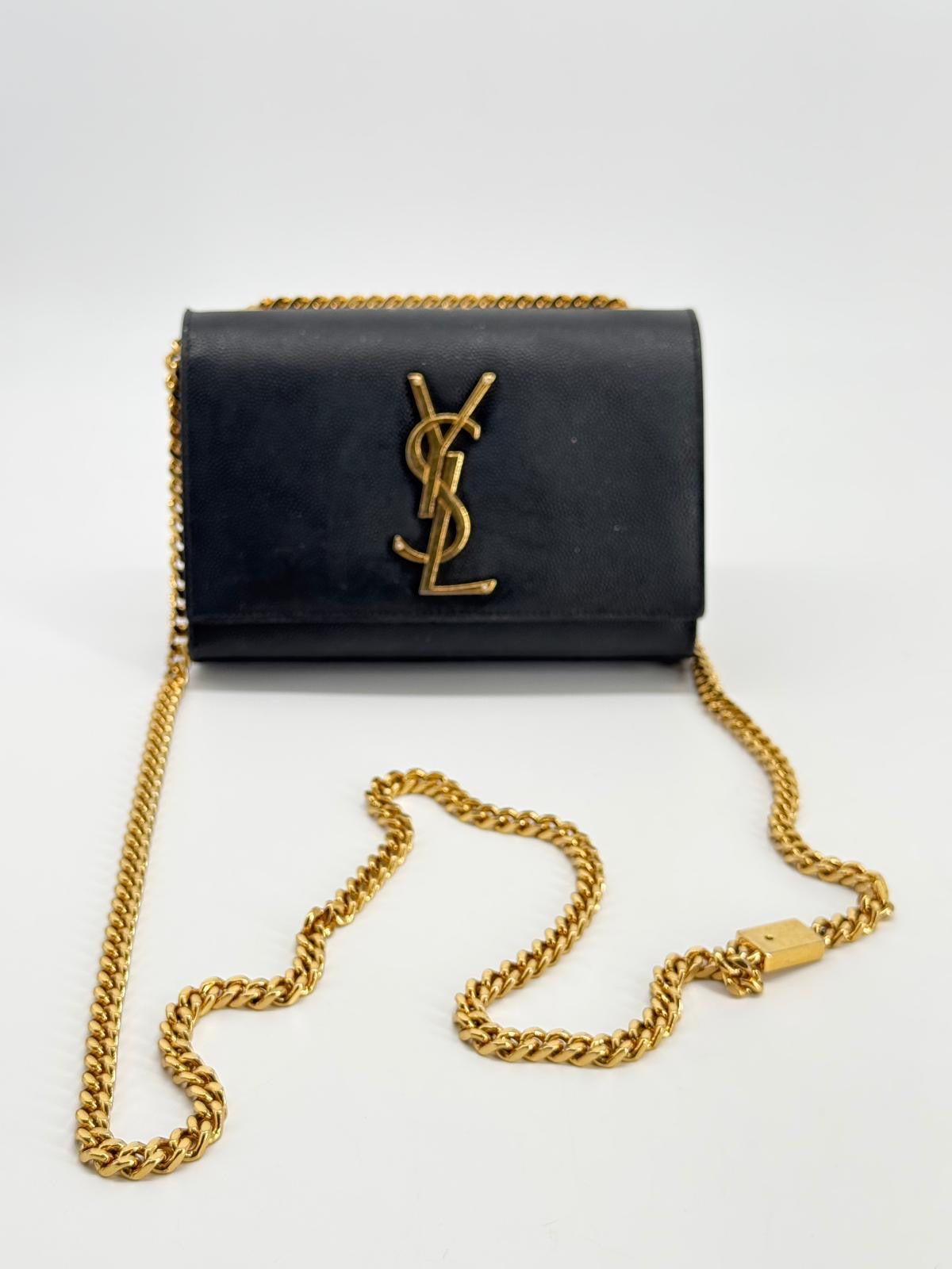 Saint Laurent Grain De Poudre Small Kate Satchel Black Shoulder Bag