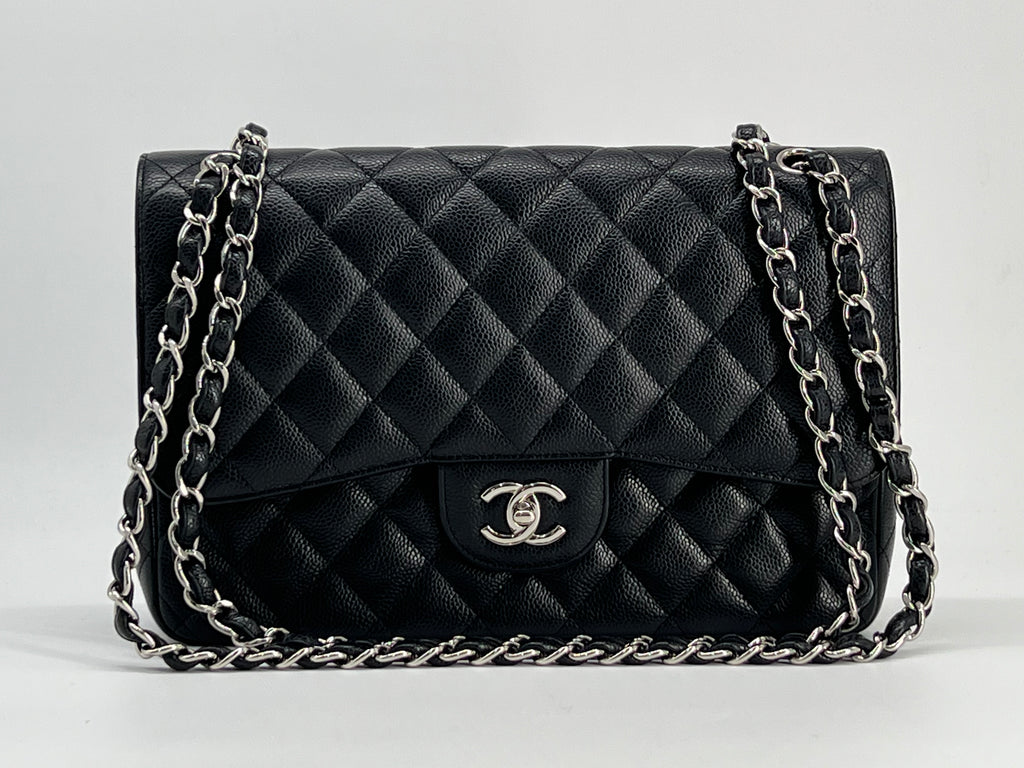 Chanel Jumbo Double Flap Caviar Black Leather Shoulder Bag