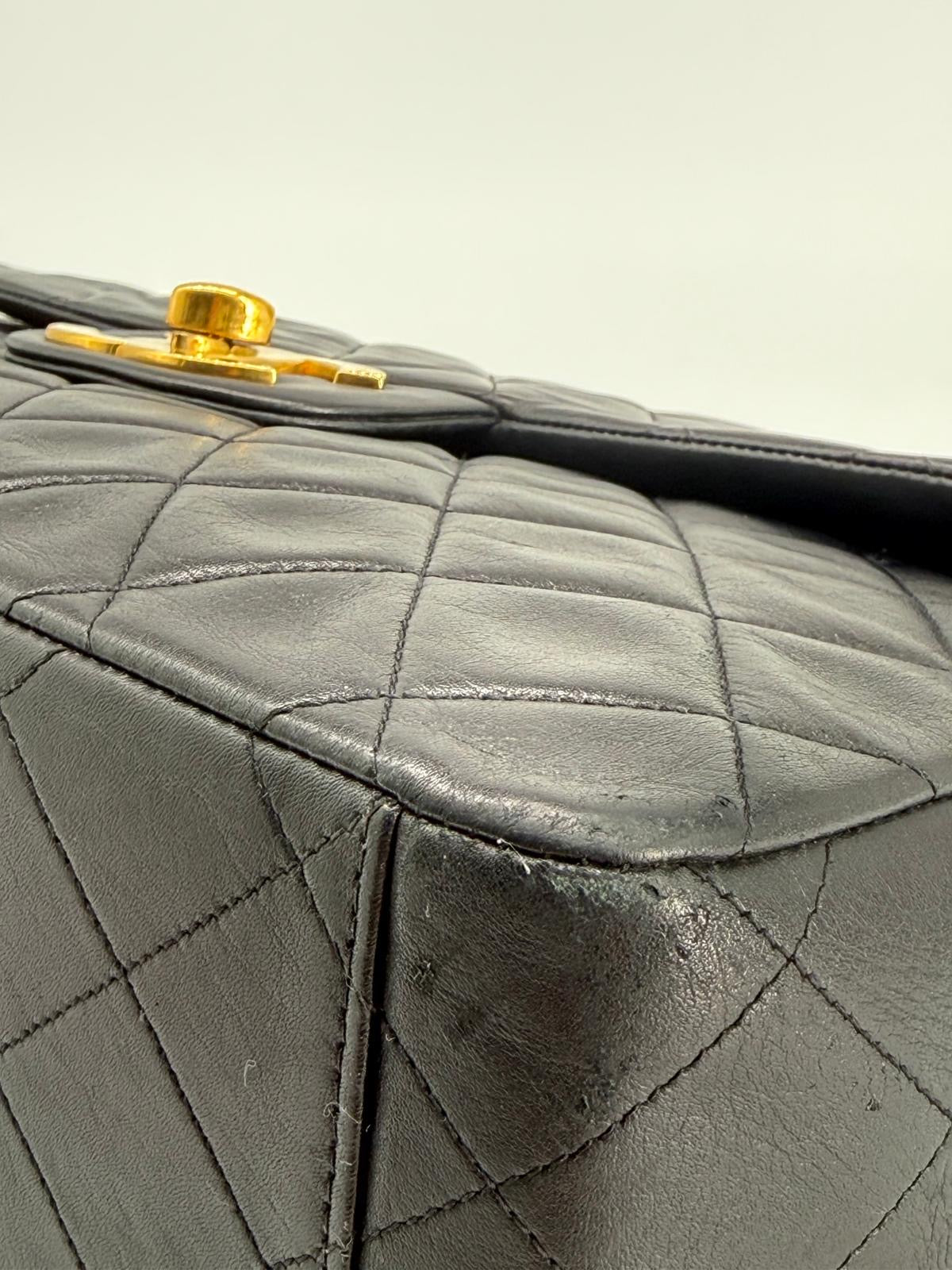 Chanel Black Quilted Lambskin XL Jumbo Single Flap Black Shoulder Bag