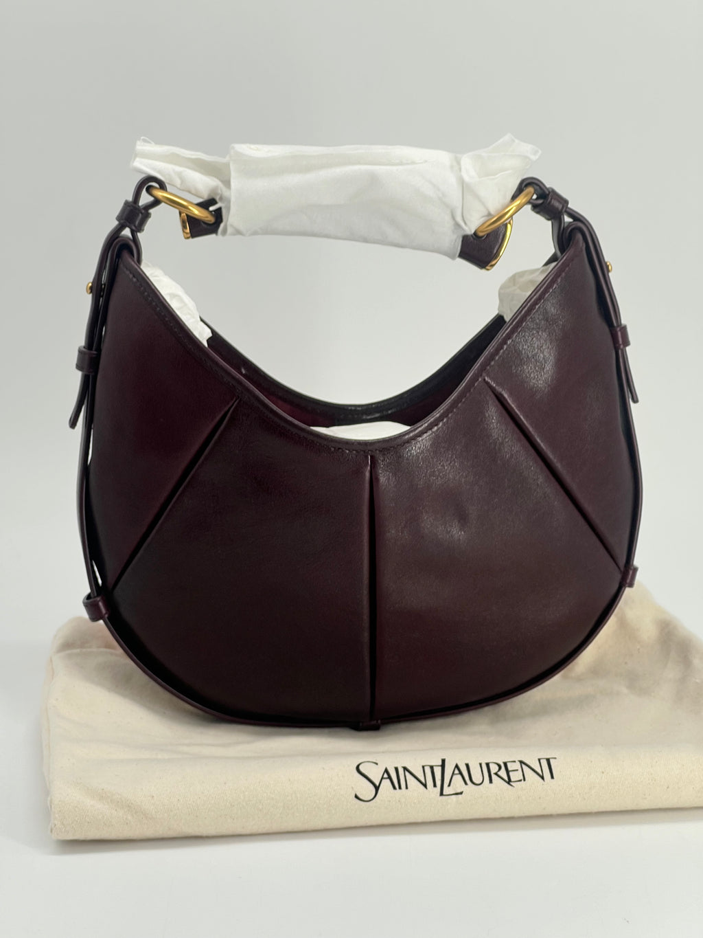 Saint Laurent Mombasa Burgundy Leather Shoulder Bag
