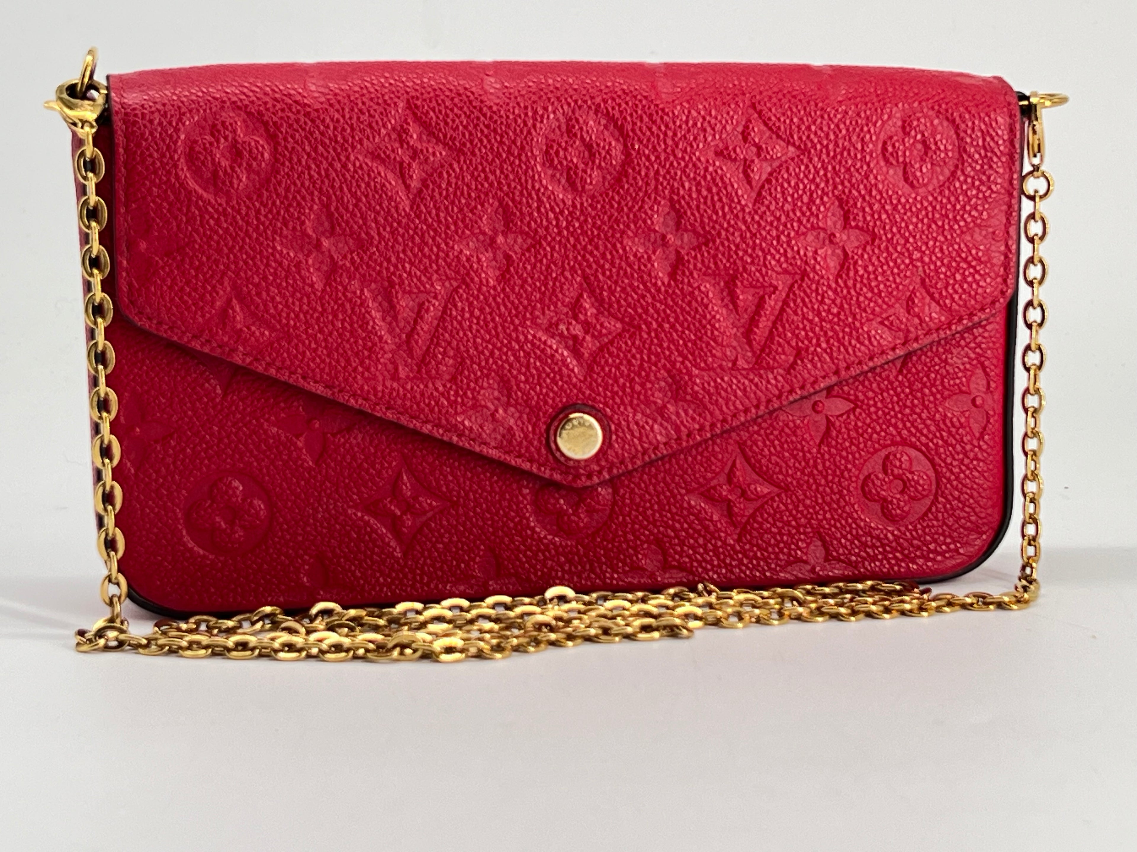 Louis Vuitton Felicie Pochette Monogram Empreinte Leather Red