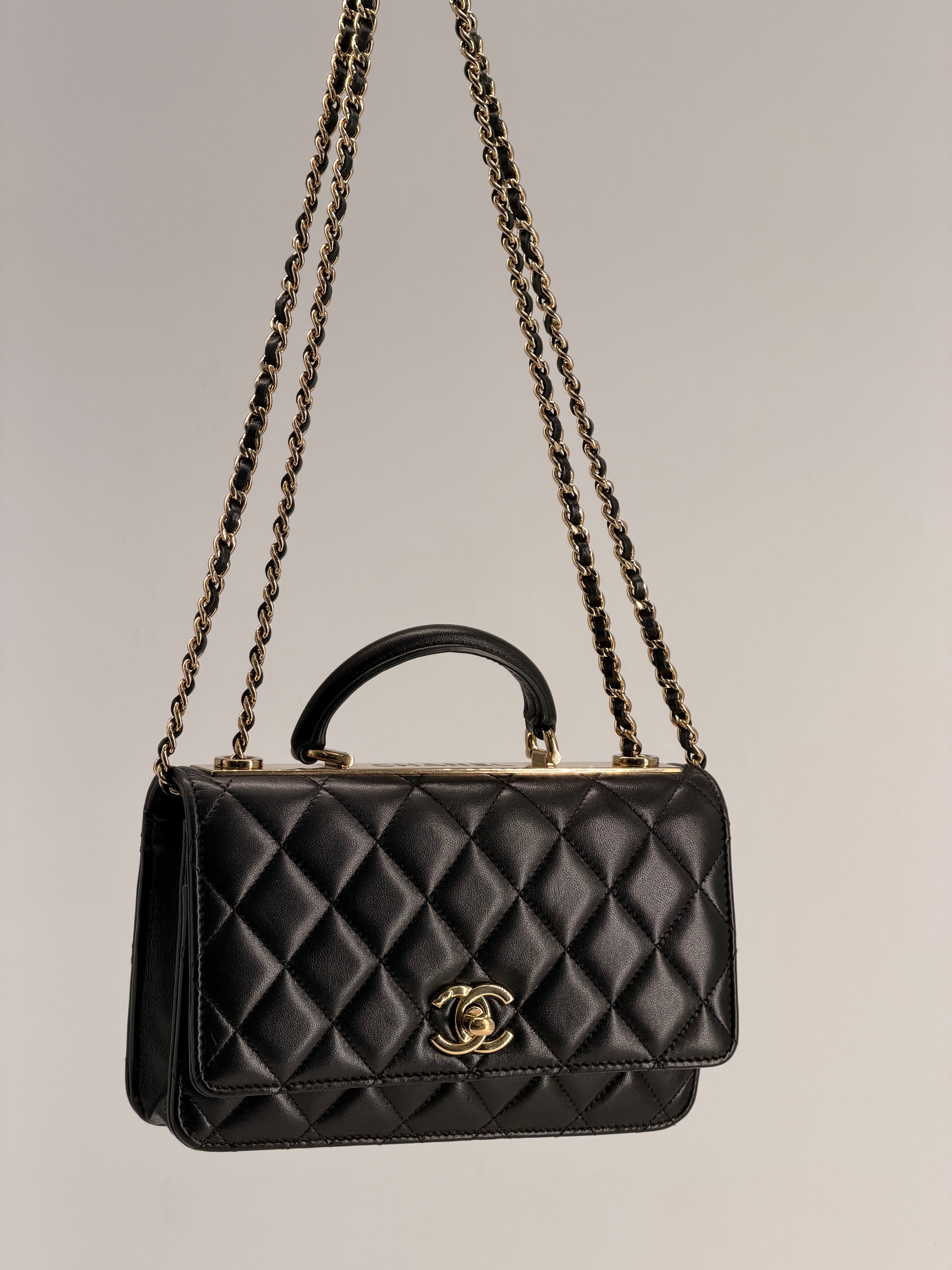 Chanel Trendy CC Wallet On Chain in Black Lambskin Leather