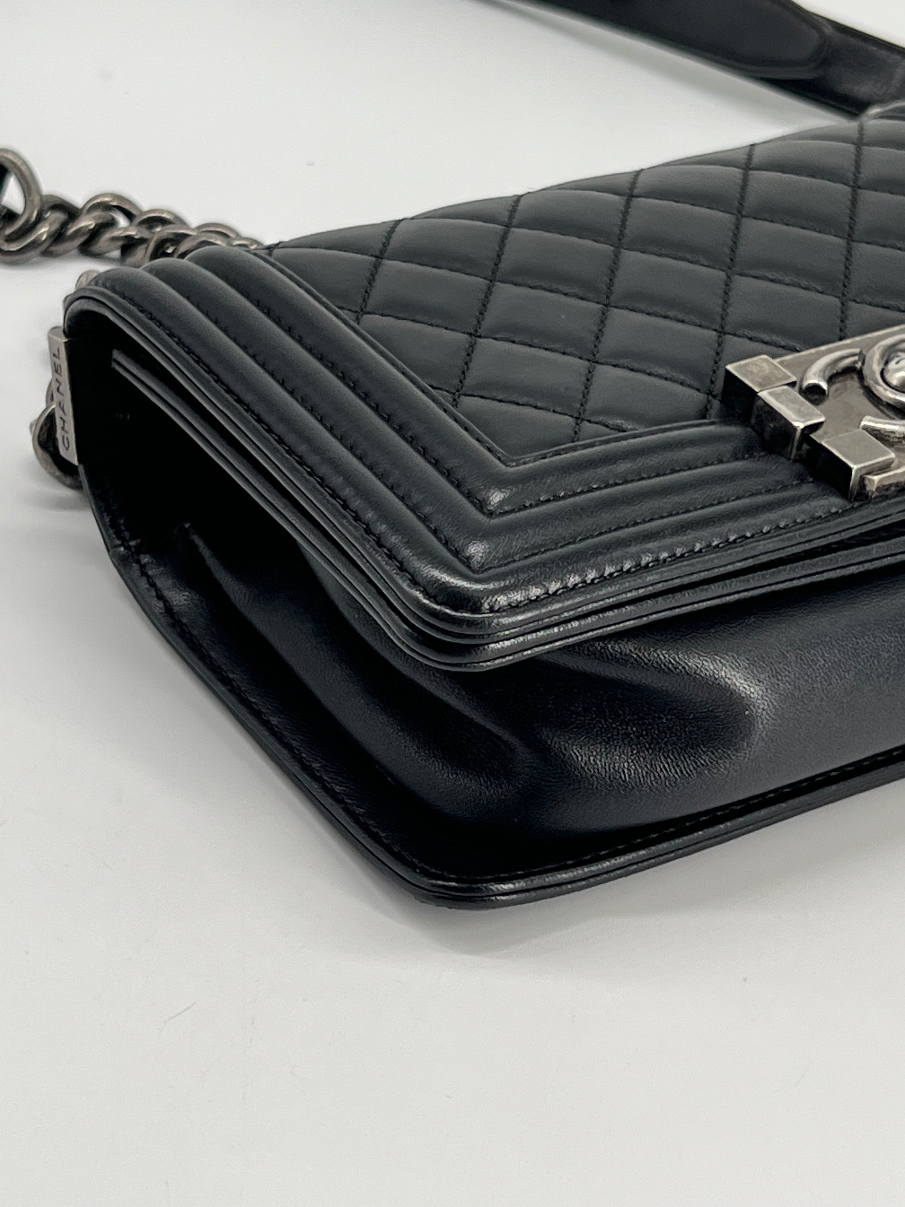 Chanel Small Boy Bag Black Lambskin Shoulder Bag